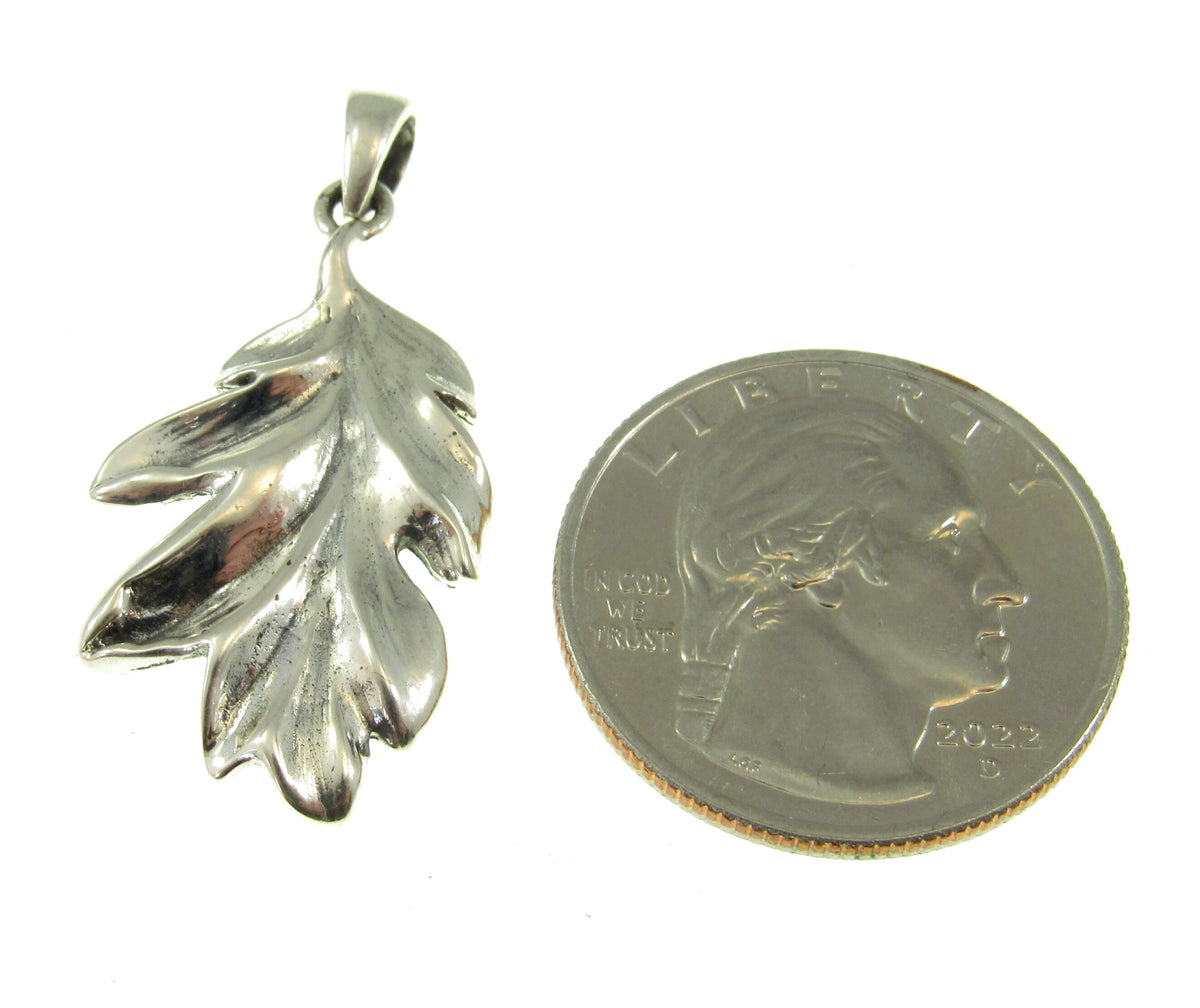 Solid 925 Sterling Silver Oak Leaf Pendant, Magic Witchcraft Symbol, Pagan Amulet, Wicca Talisman
