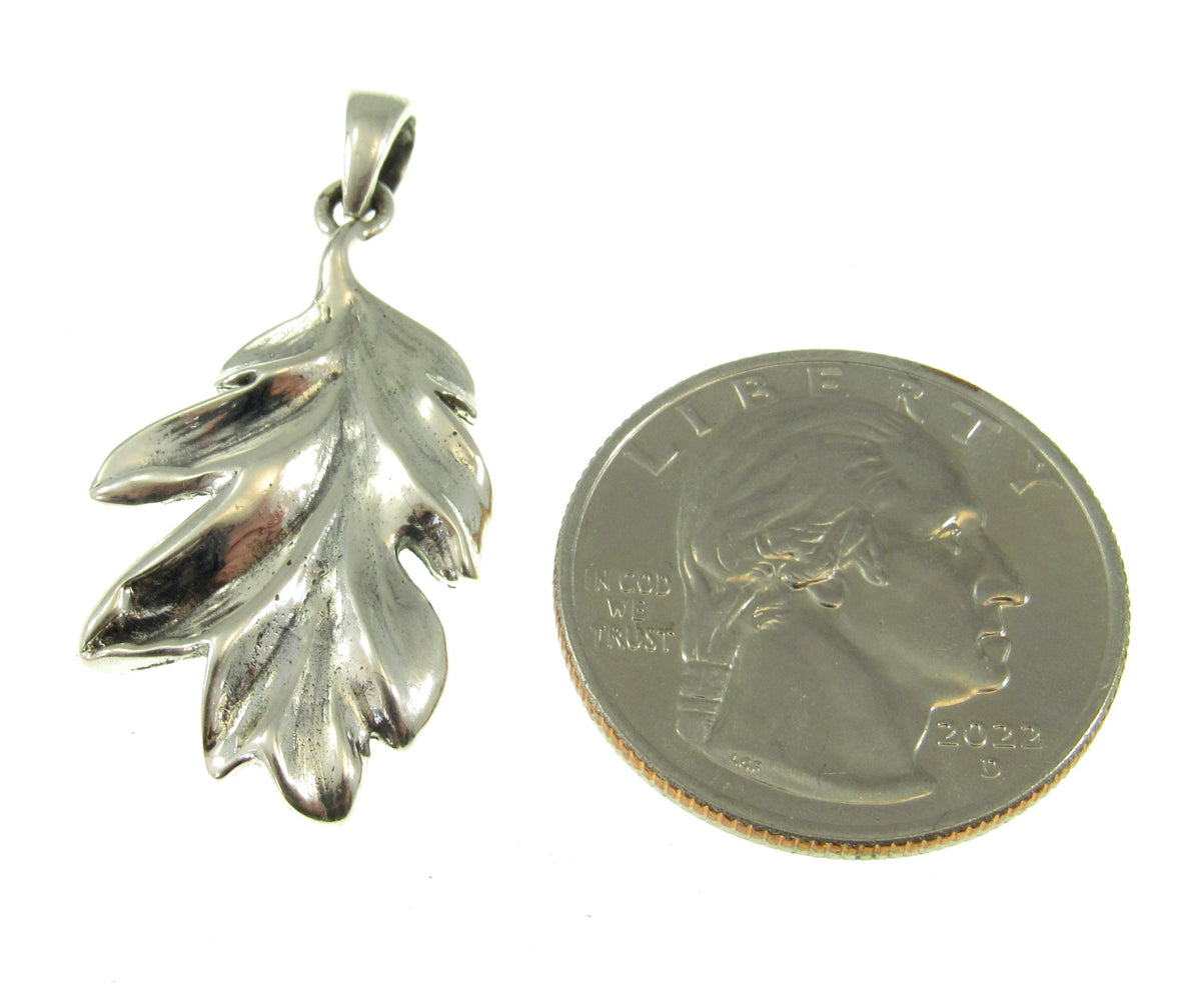 Solid 925 Sterling Silver Oak Leaf Pendant, Magic Witchcraft Symbol, Pagan Amulet, Wicca Talisman