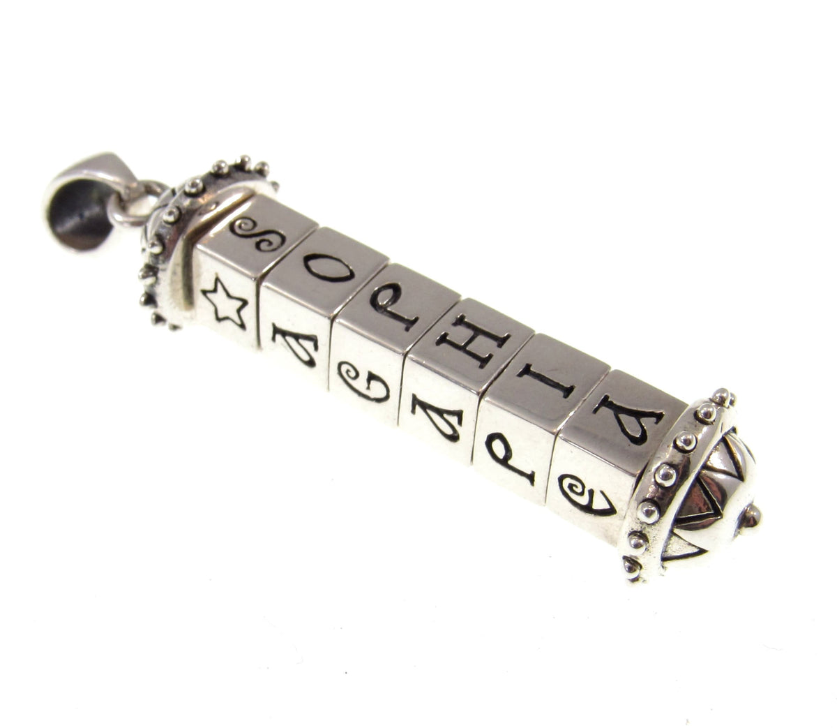 Solid 925 Sterling Silver Cryptex Pendant – Secret Cylinder Sophia Talisman by Brigid Ashwood