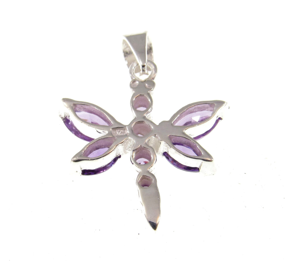 Solid 925 Sterling Silver Dragonfly Pendant with Faceted Purple Amethyst Gemstones – Nature Jewelry, Insect Necklace Charm, Gift for Women