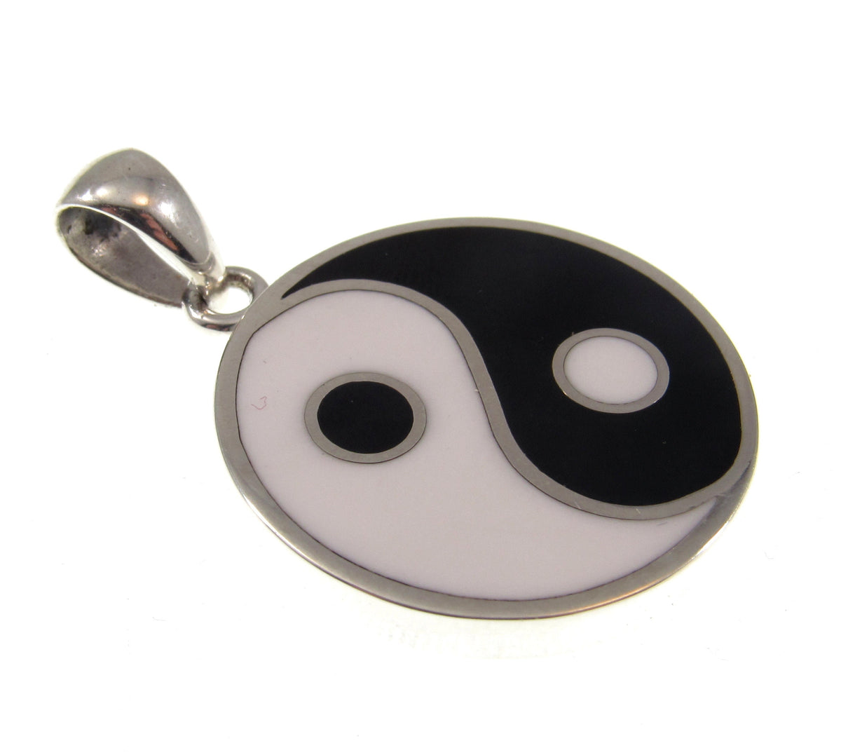 Solid 925 Sterling Silver Yin Yang Pentacle Pendant, Balance & Harmony Talisman, Wiccan Protection Amulet