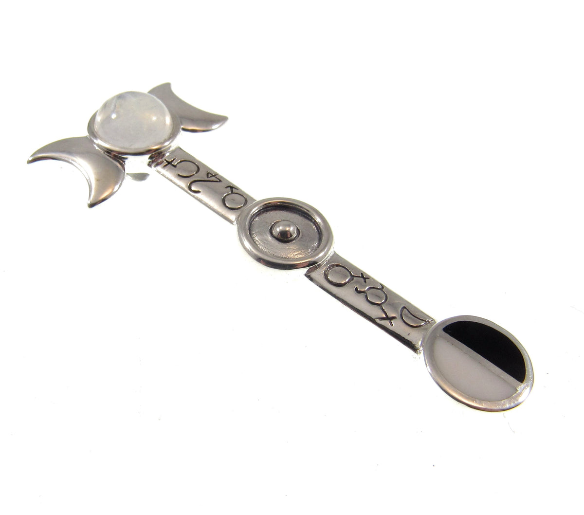 Solid 925 Sterling Silver Triple Moon Goddess Moonstone Pendant – Wiccan Pagan Lunar Symbol Amulet