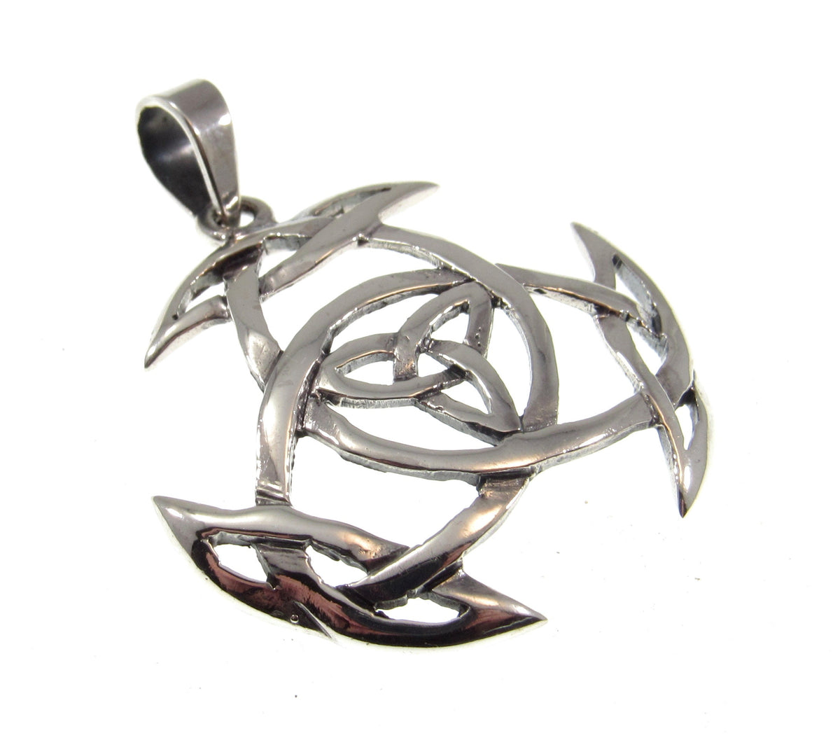 Solid 925 Sterling Silver Triquetra Shield Pendant – Celtic Trinity Knot Symbol of Protection, Handcrafted Viking Wiccan Necklace Amulet
