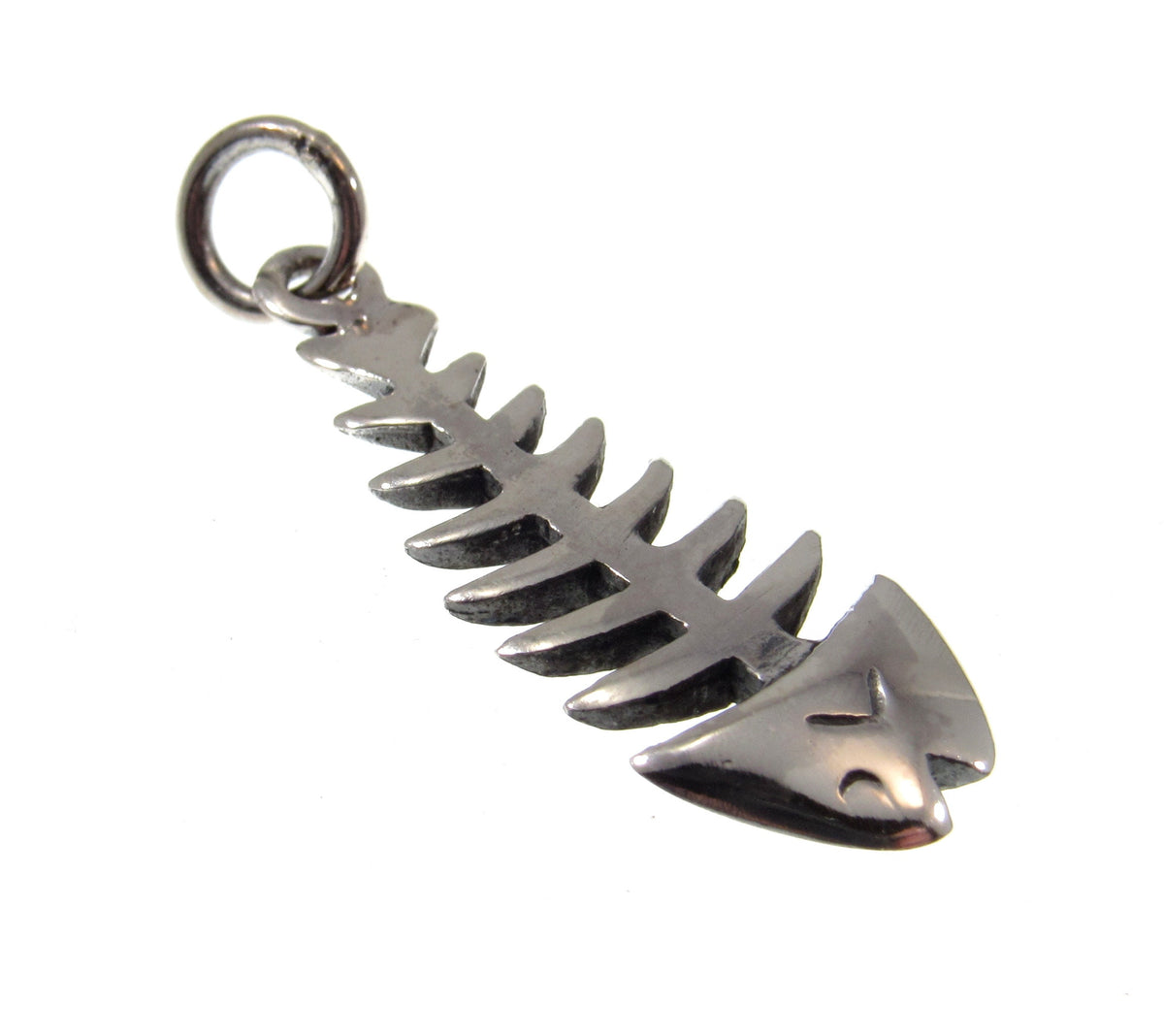 Solid 925 Sterling Silver Fishbone Pendant – Skeleton Charm, Nautical Ocean Jewelry, Bonefish Necklace Pendant