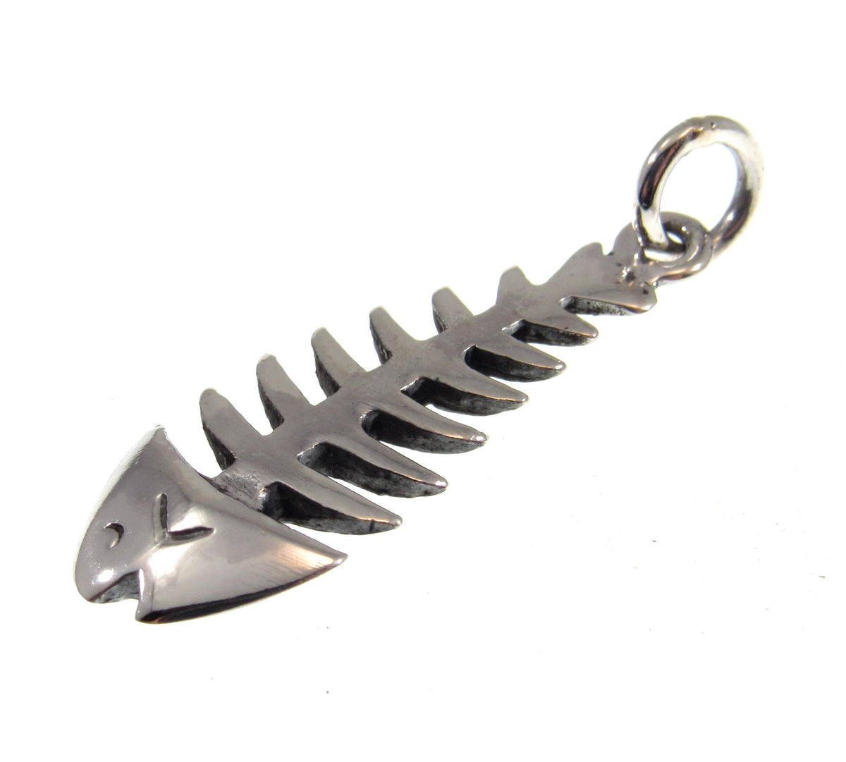 Solid 925 Sterling Silver Fishbone Pendant – Skeleton Charm, Nautical Ocean Jewelry, Bonefish Necklace Pendant