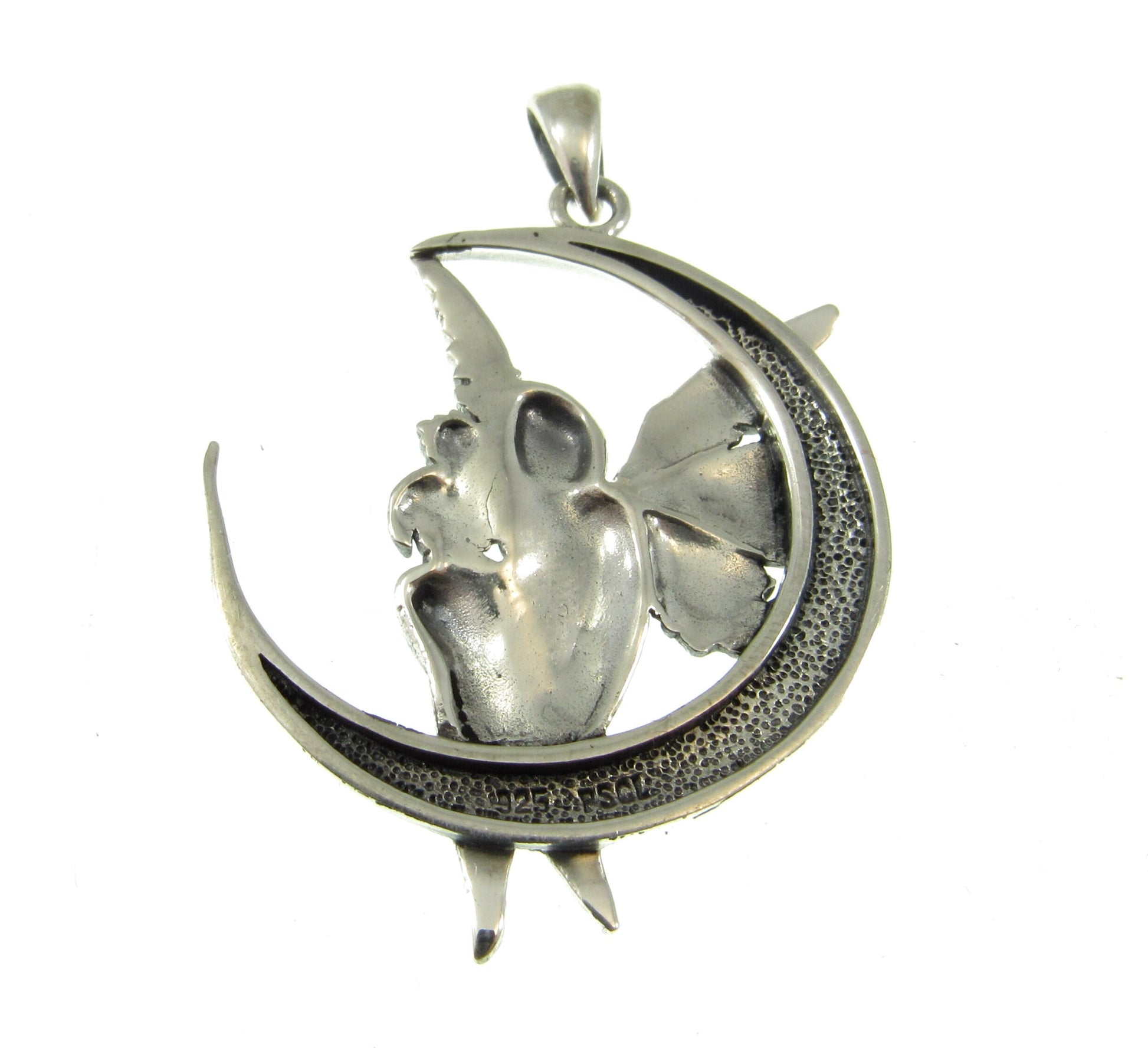 Solid 925 Sterling Silver Moon Fairy Pendant by Amy Brown, Dream Fairy Celestial Jewelry