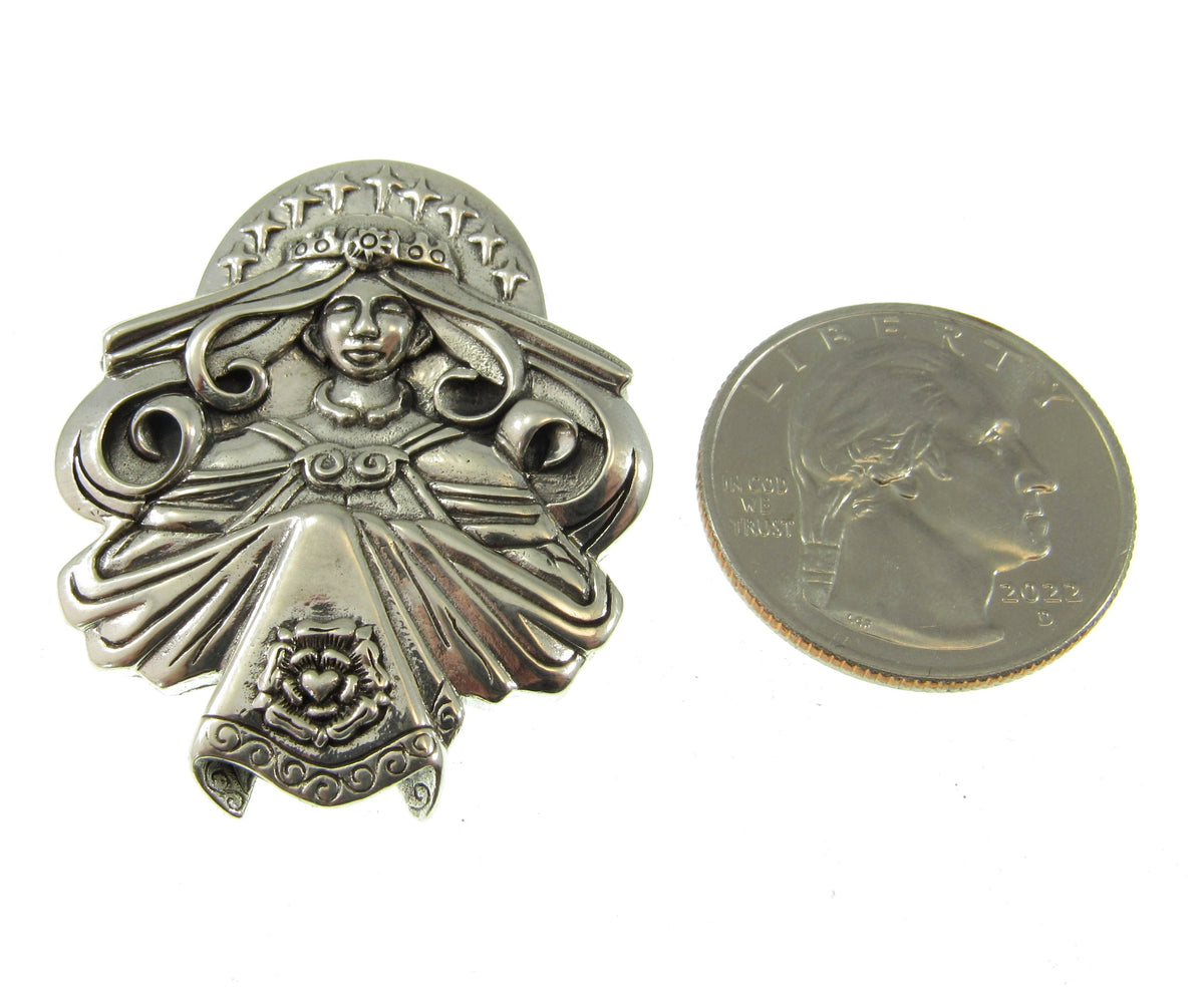 Solid 925 Sterling Silver Inanna Pendant, Celtic Queen of Heaven Slide Pendant by Brigid Ashwood, Pagan Marian Spiritual Goddess Jewelry