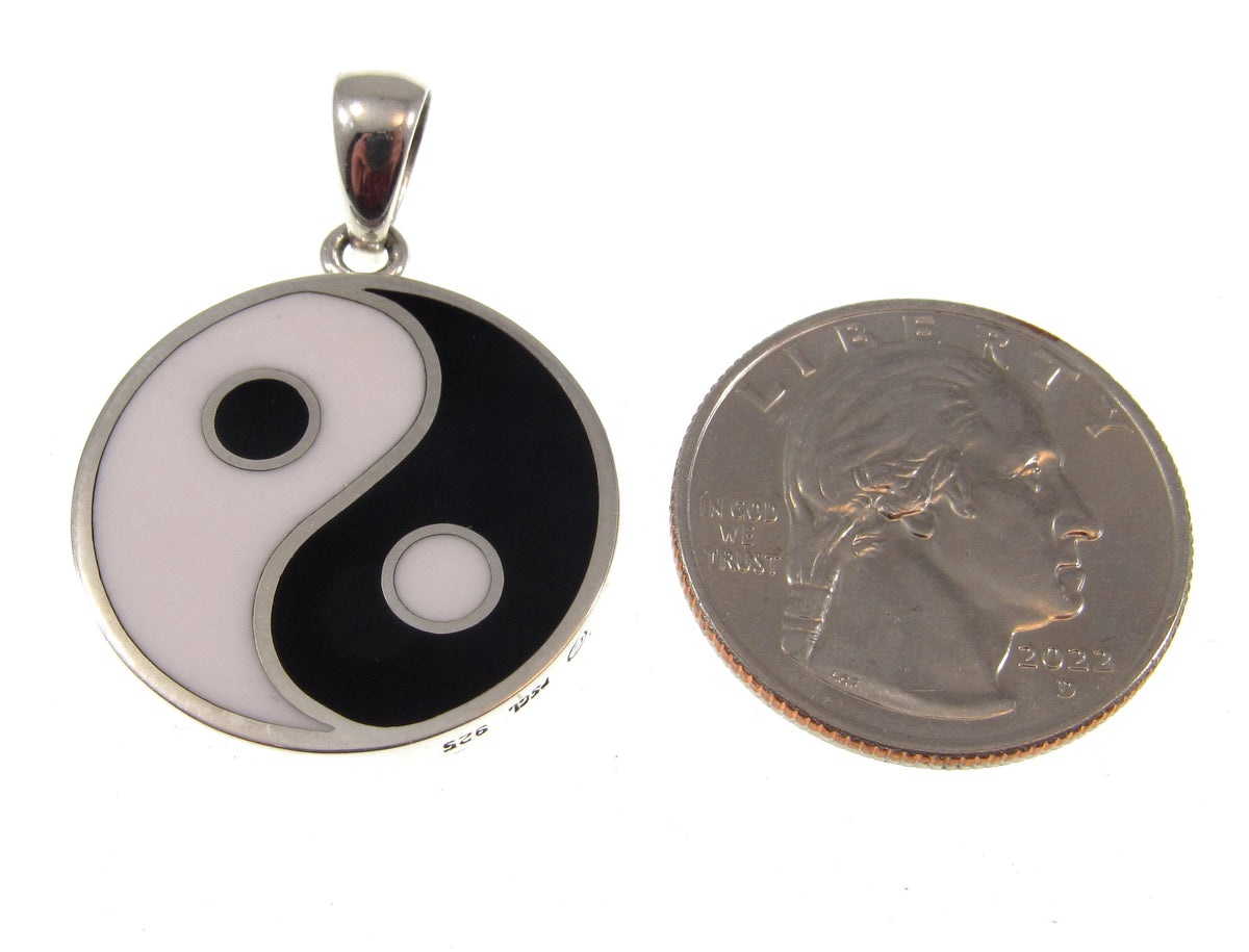 Solid 925 Sterling Silver Yin Yang Pentacle Pendant, Balance & Harmony Talisman, Wiccan Protection Amulet