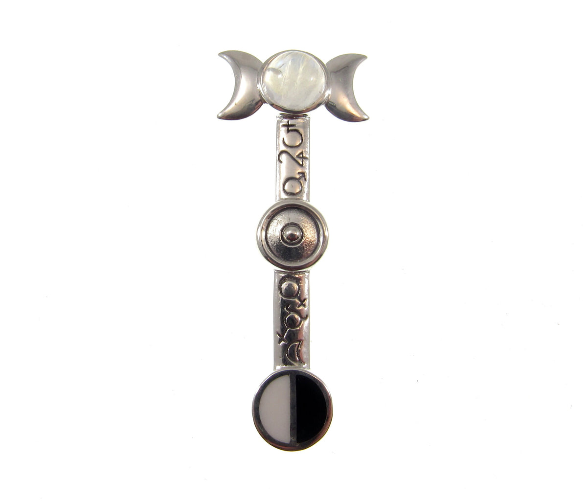 Solid 925 Sterling Silver Triple Moon Goddess Moonstone Pendant – Wiccan Pagan Lunar Symbol Amulet