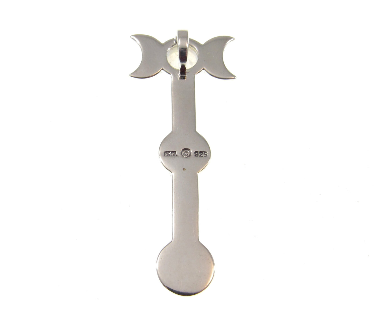 Solid 925 Sterling Silver Triple Moon Goddess Moonstone Pendant – Wiccan Pagan Lunar Symbol Amulet