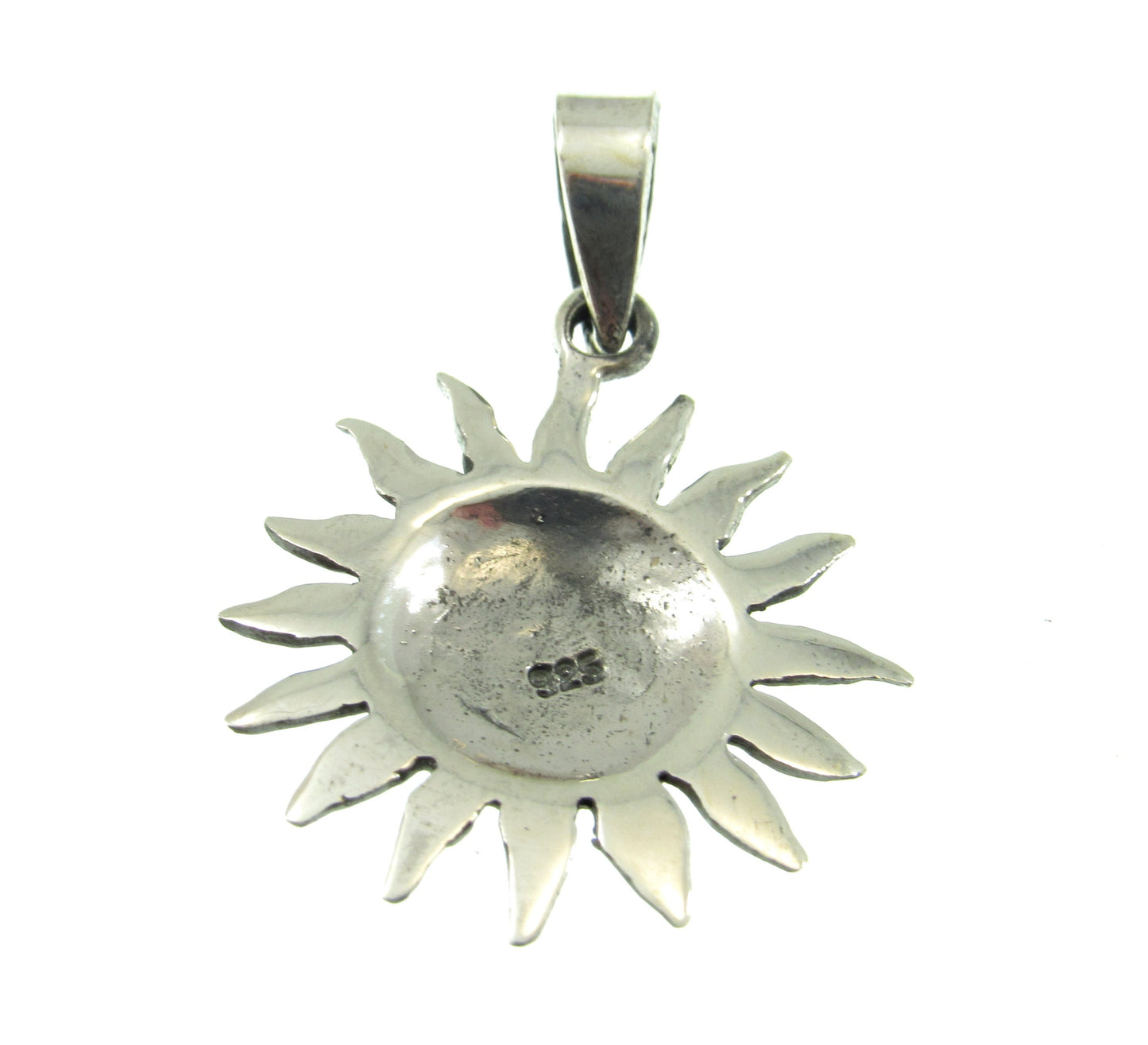Solid 925 Sterling Silver Sun Face Pendant, Smiling Solar Rays Celestial Necklace Charm
