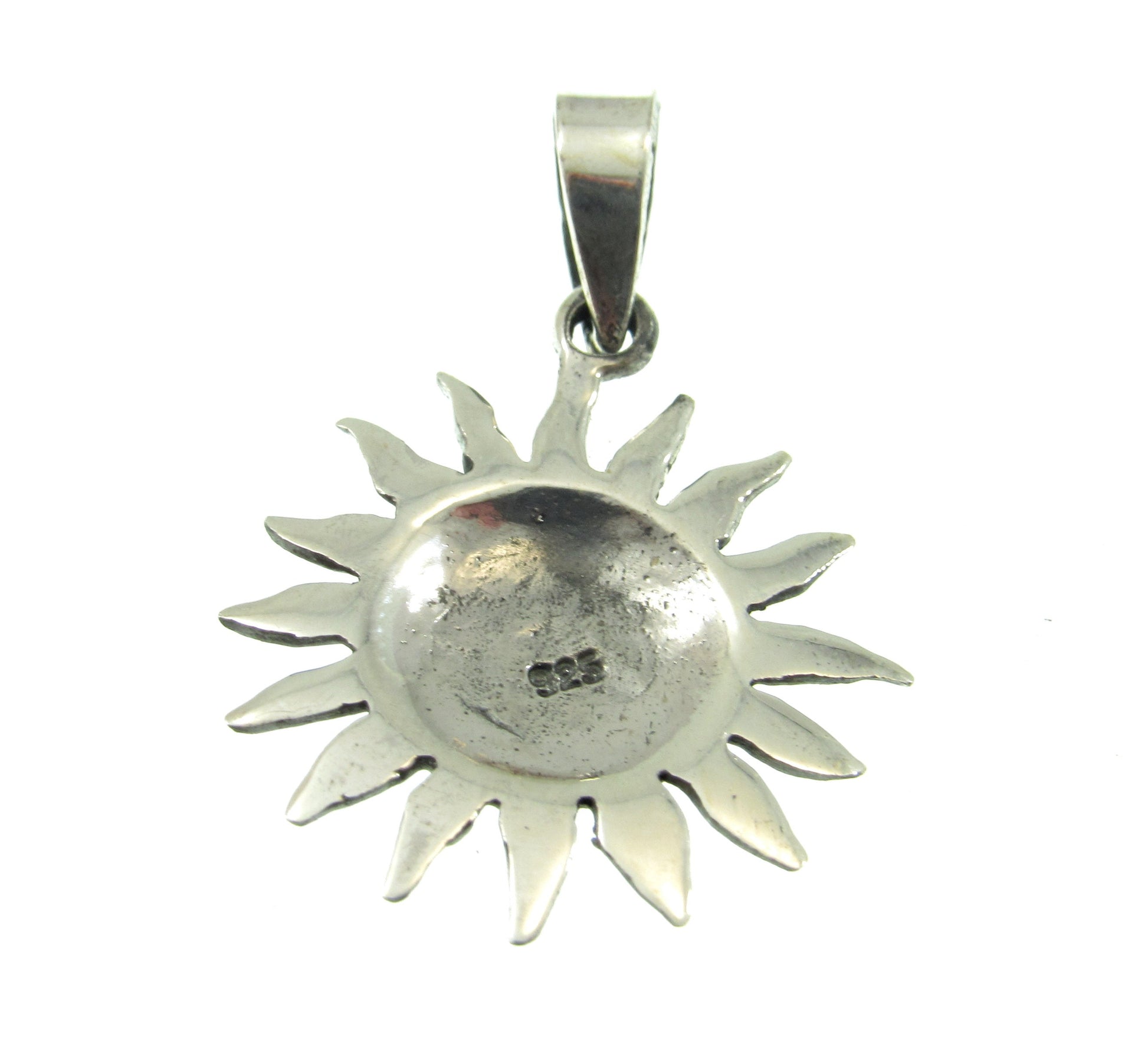 Solid 925 Sterling Silver Sun Face Pendant, Smiling Solar Rays Celestial Necklace Charm