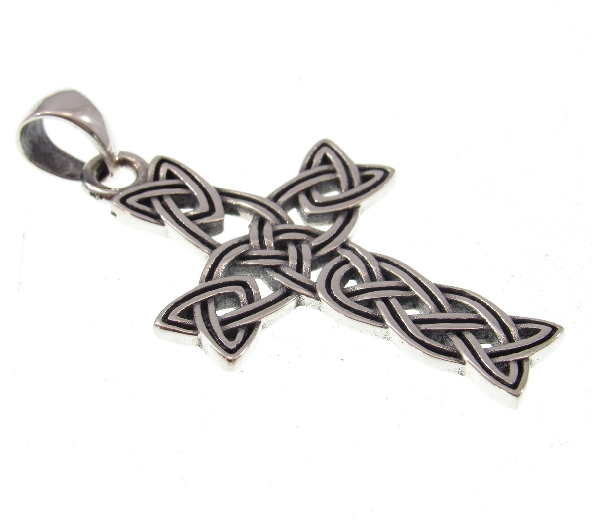 Solid 925 Sterling Silver Celtic Cross – Trinity Knot Design, Unisex Christian Necklace Pendant