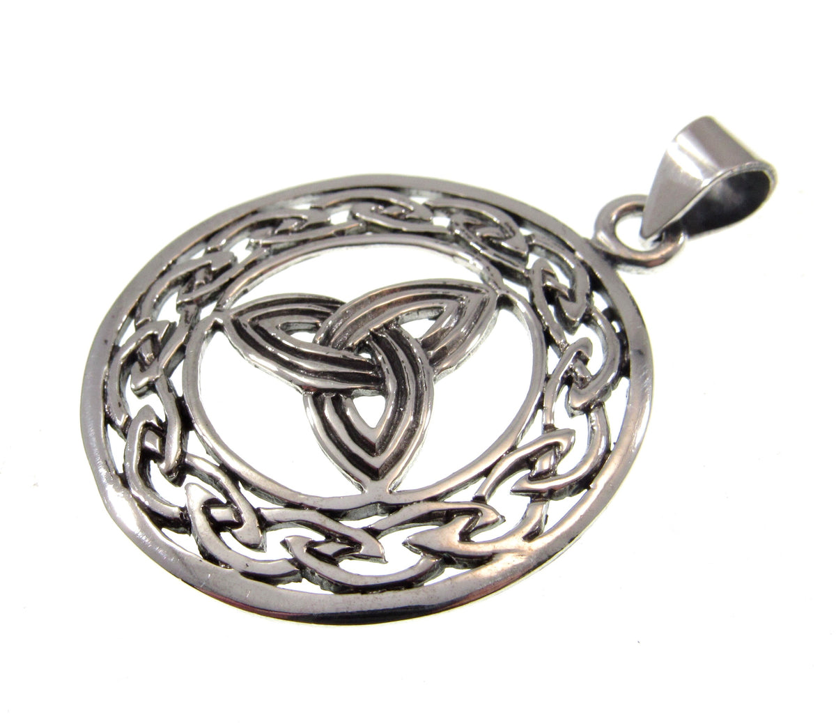 Solid 925 Sterling Silver Trinity Knot Pendant - Celtic Triquetra Knot Amulet