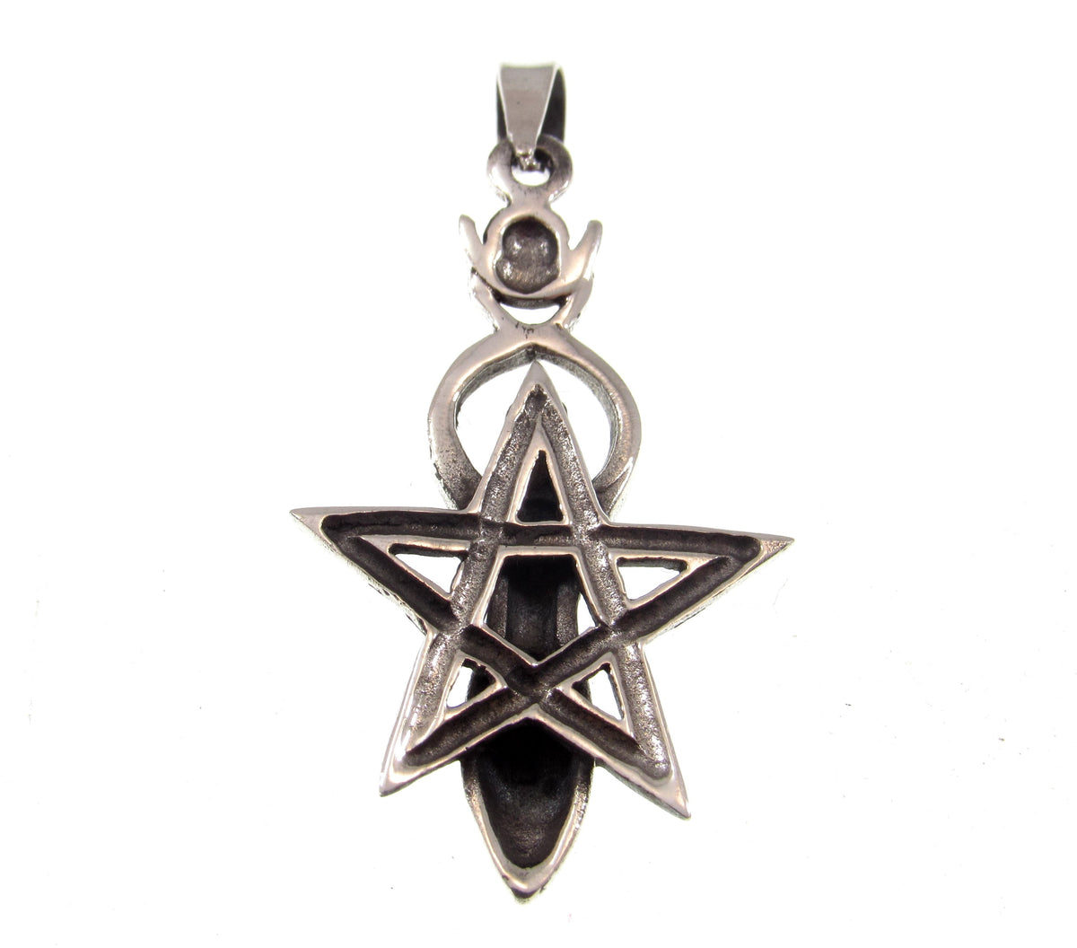 Solid 925 Sterling Silver Spiral Goddess Pentagram Pendant, Sacred Feminine Empowerment Symbol