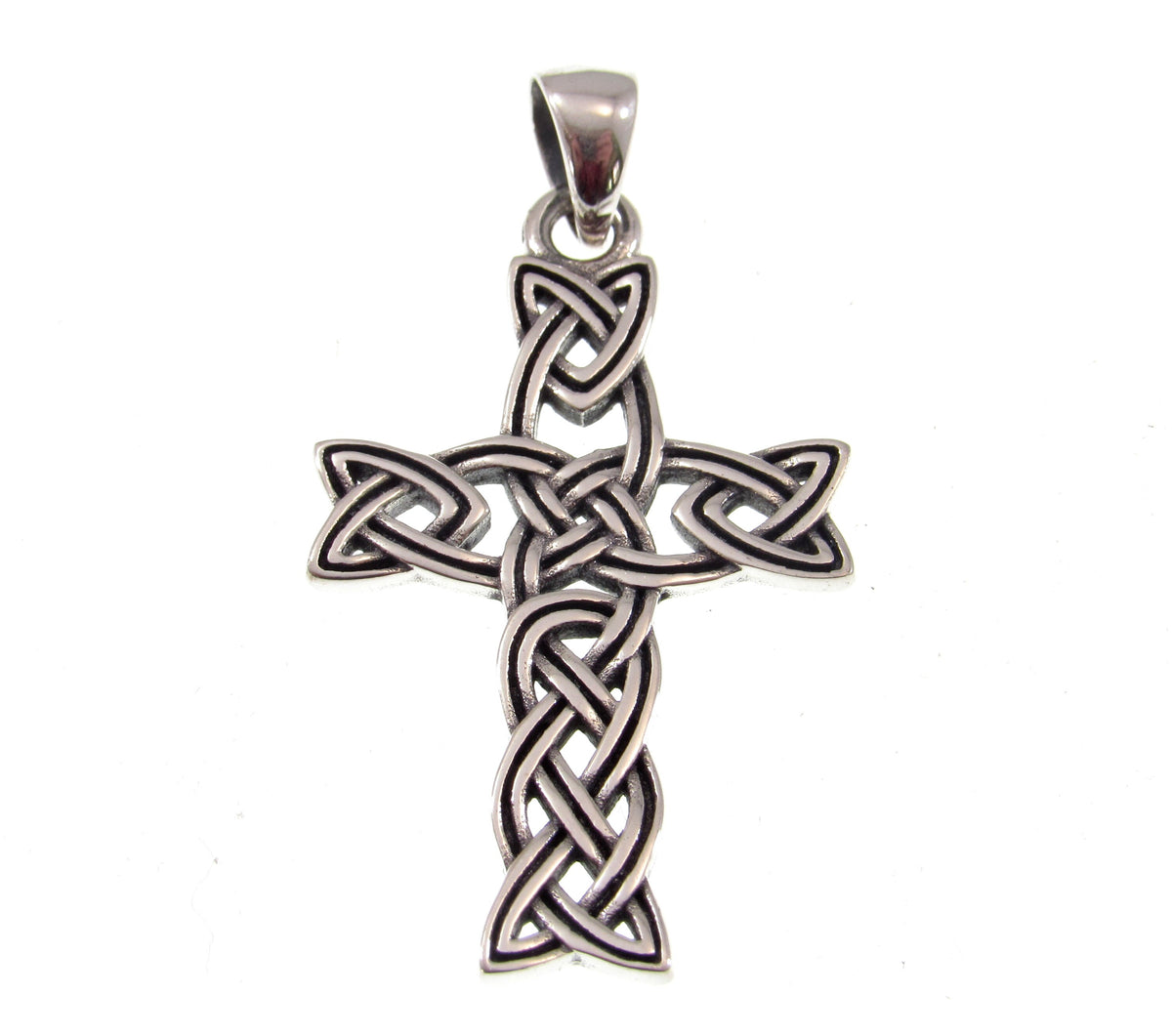 Solid 925 Sterling Silver Celtic Cross – Trinity Knot Design, Unisex Christian Necklace Pendant