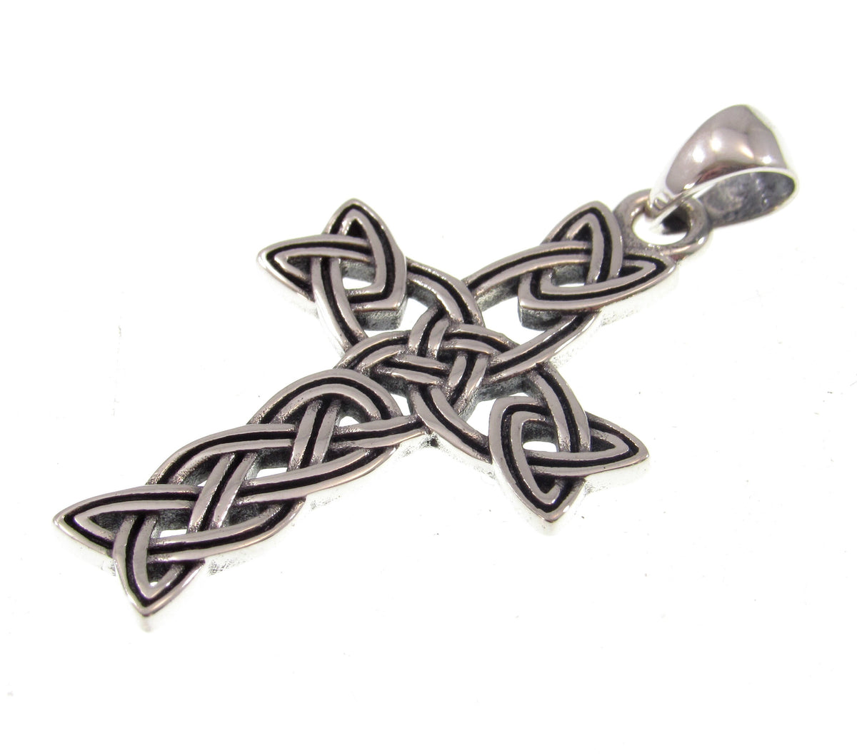 Solid 925 Sterling Silver Celtic Cross – Trinity Knot Design, Unisex Christian Necklace Pendant