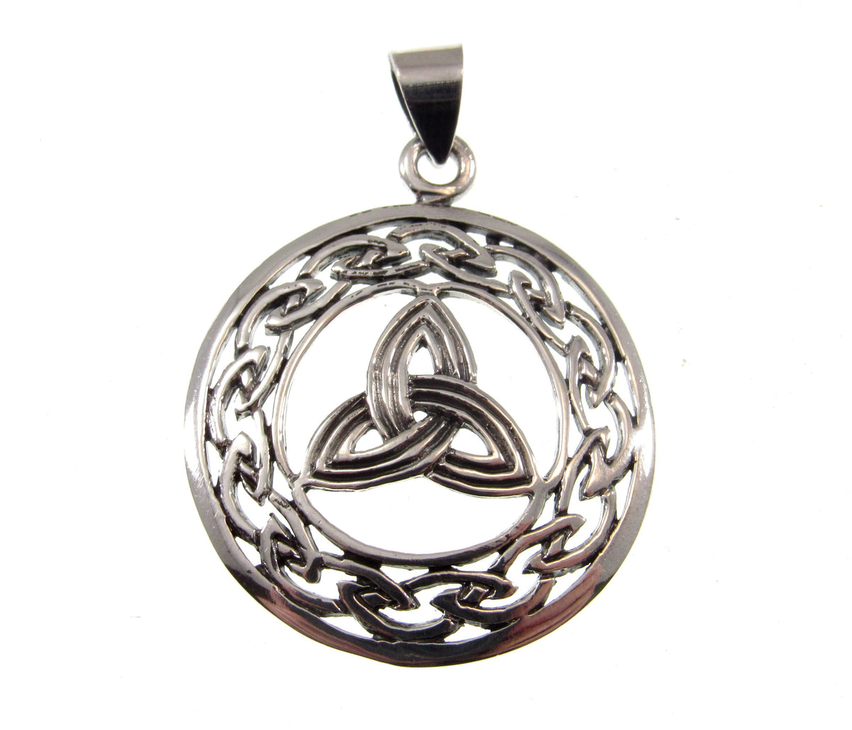 Solid 925 Sterling Silver Trinity Knot Pendant - Celtic Triquetra Knot Amulet