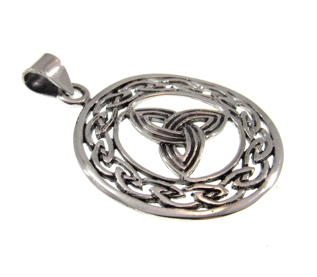 Solid 925 Sterling Silver Trinity Knot Pendant - Celtic Triquetra Knot Amulet