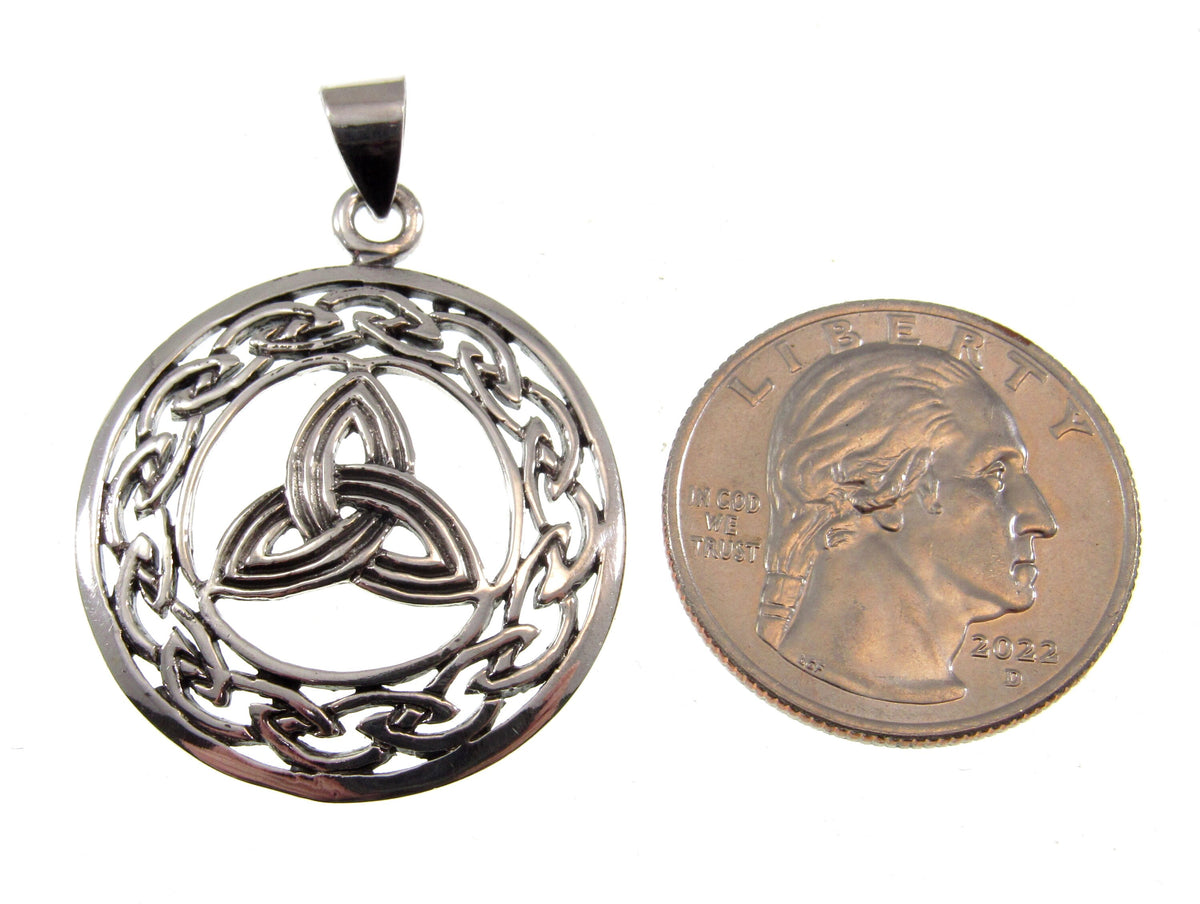 Solid 925 Sterling Silver Trinity Knot Pendant - Celtic Triquetra Knot Amulet