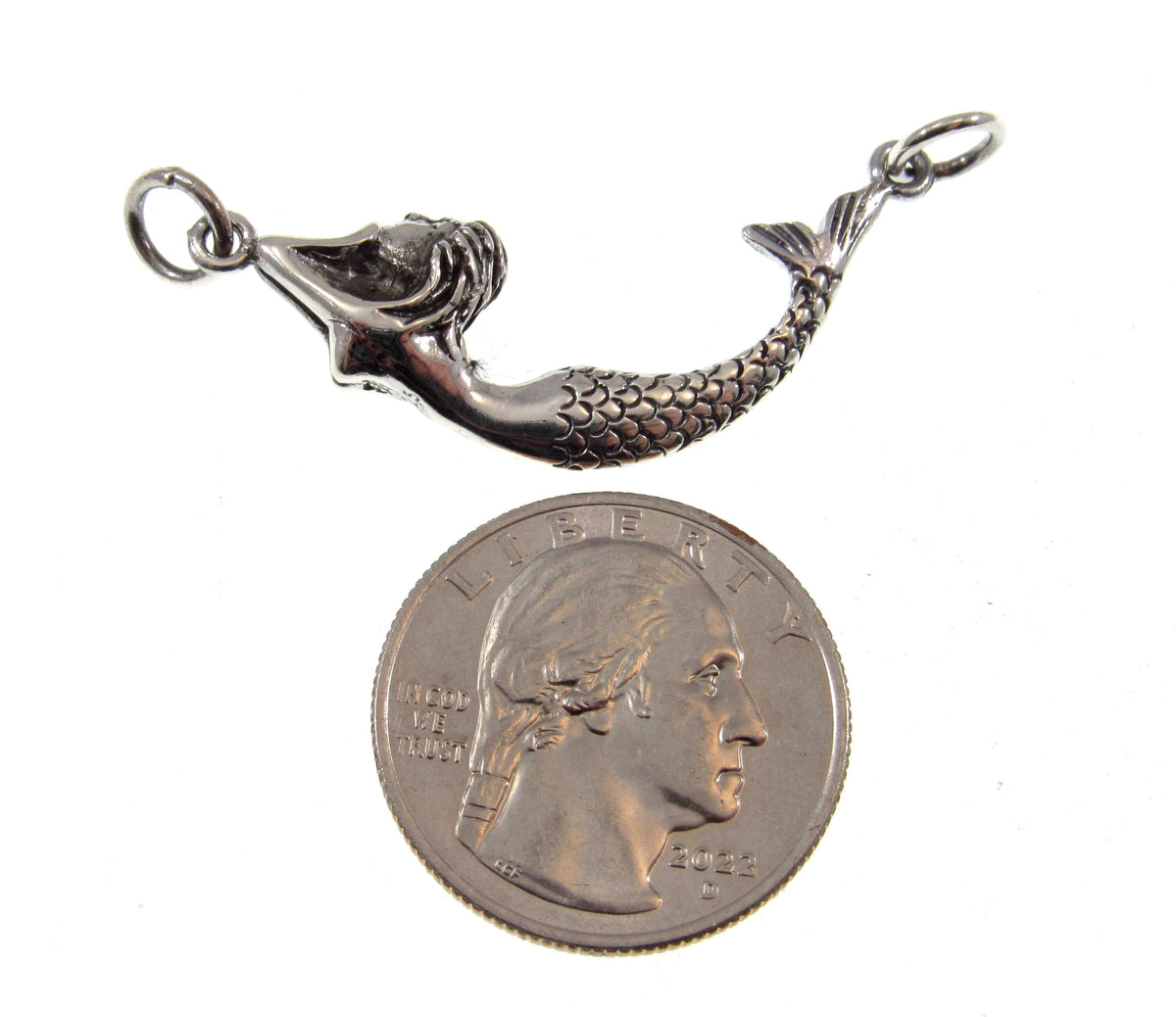 Solid 925 Sterling Silver 3D Mermaid Pendant, Atargatis Jewelry, Sea Siren Necklace Charm, Mermaid Connector Pendant for Bracelet or Chain
