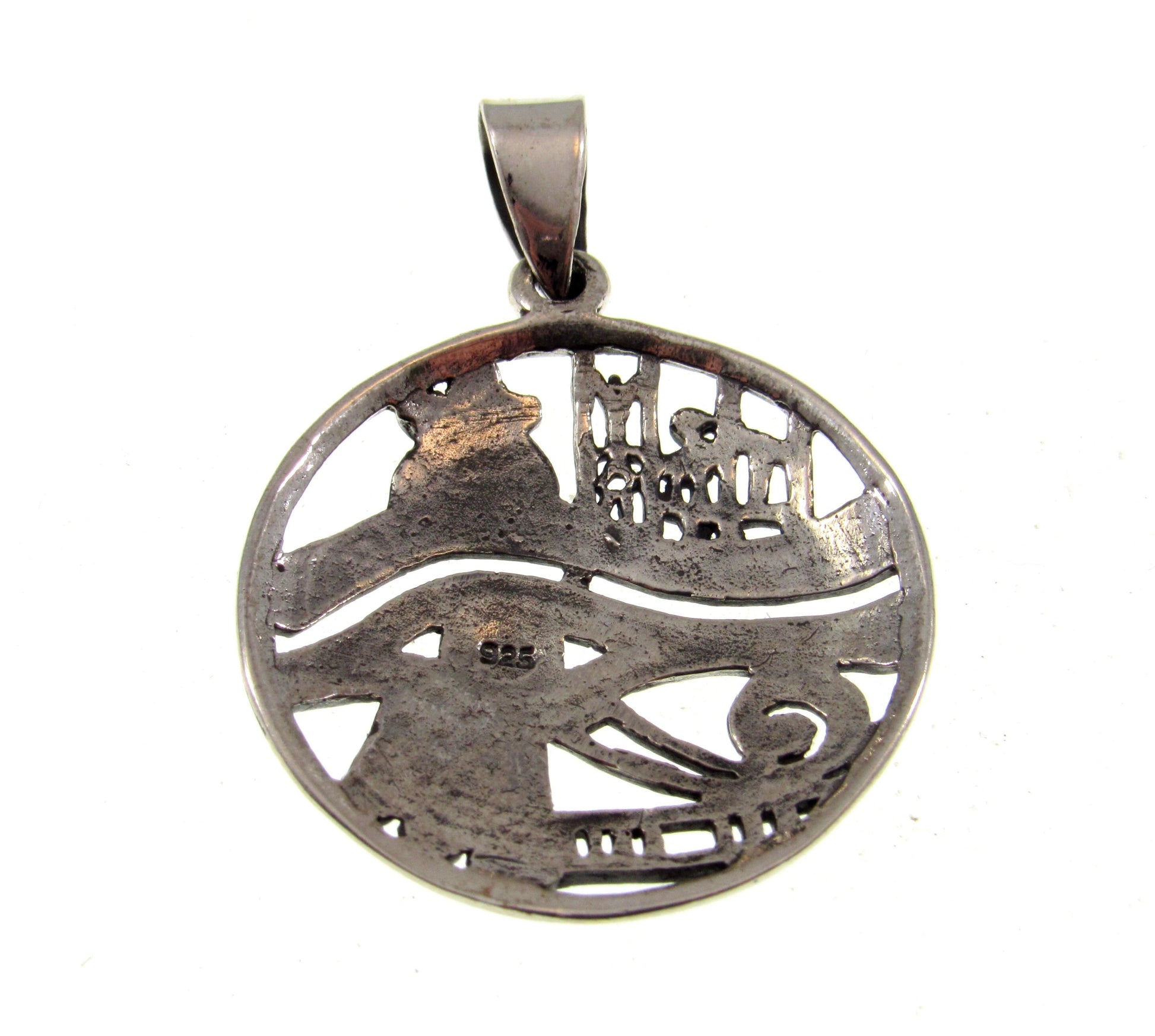 Solid 925 Sterling Silver Crowned Egyptian Eye of Horus Pendant, Handcrafted Symbol of Health, Protection, and Restoration Amulet