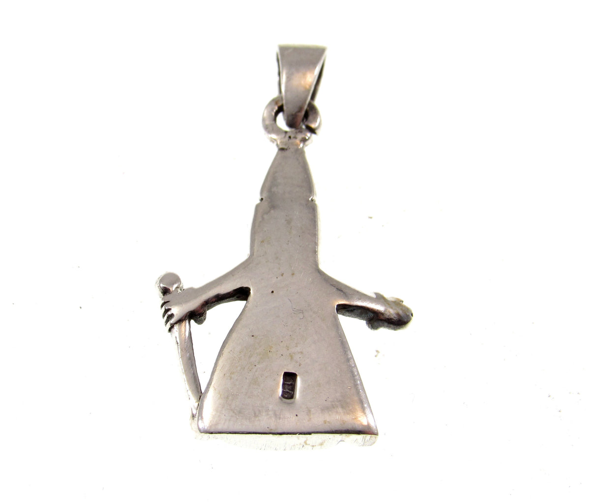 Solid 925 Sterling Silver Wizard Pendant, Magic Staff Cloak, Moon Stars Warlock Charm Jewelry