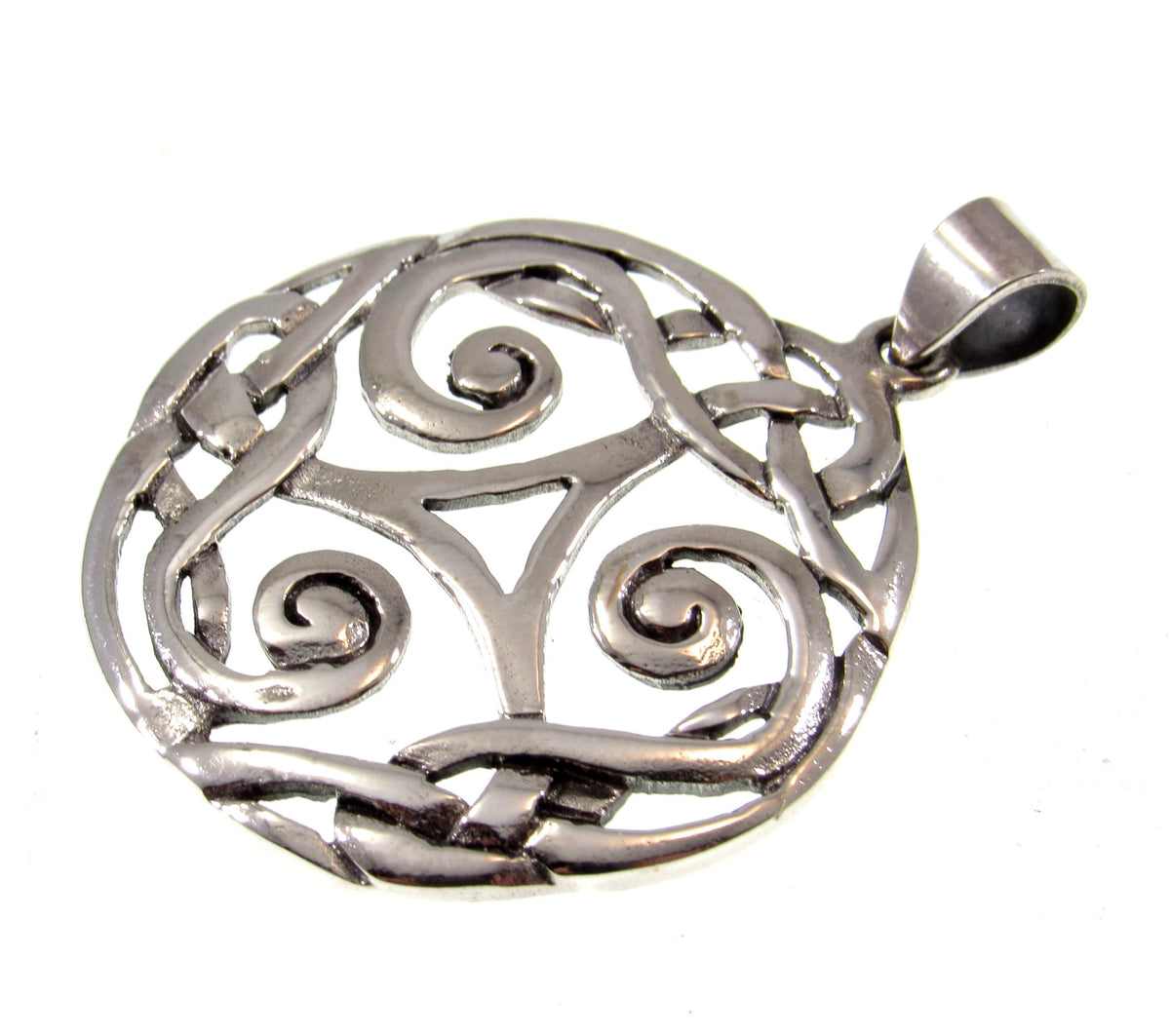 Solid 925 Sterling Silver Triskelion Pendant, Handcrafted Triskele Triple Spiral Amulet, Celtic Knotwork Jewelry