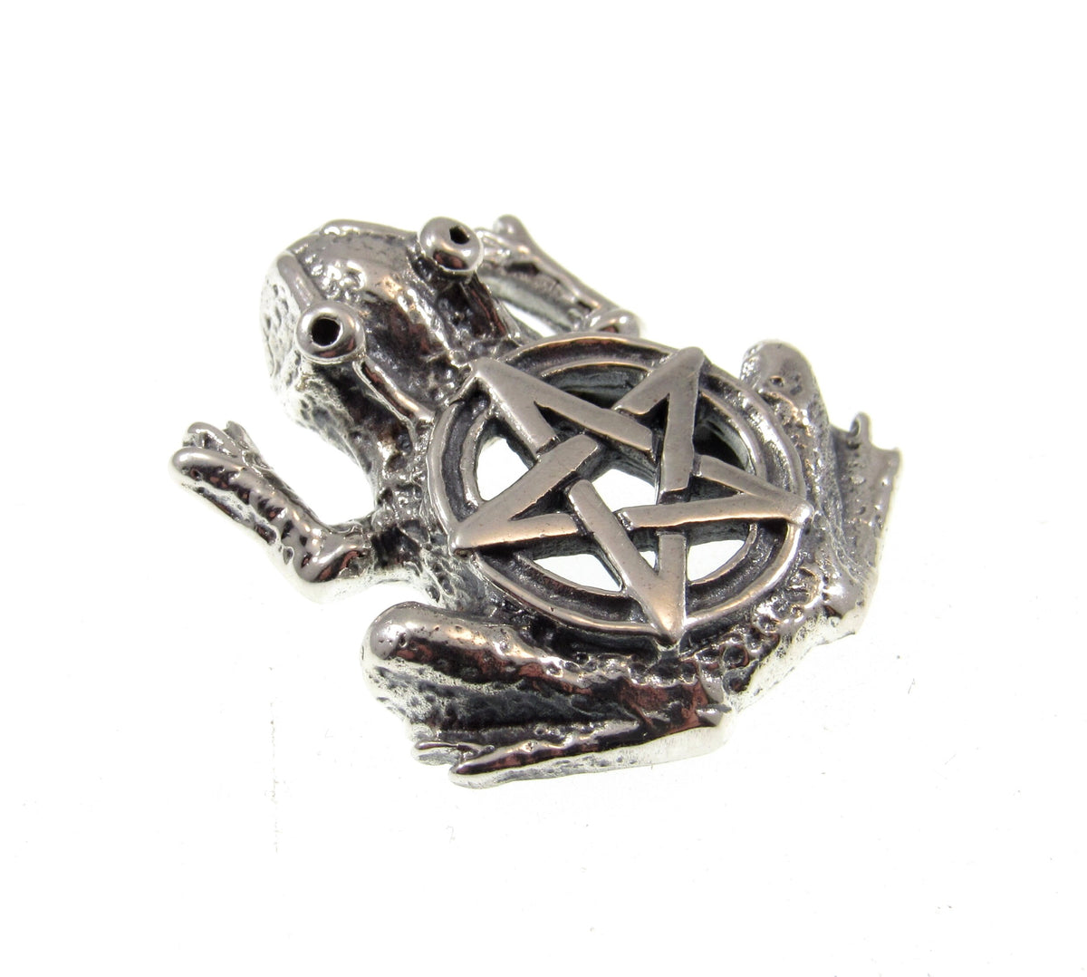 Solid 925 Sterling Silver Frog Pentacle Pendant Gothic Pagan Amulet, Occult Talisman