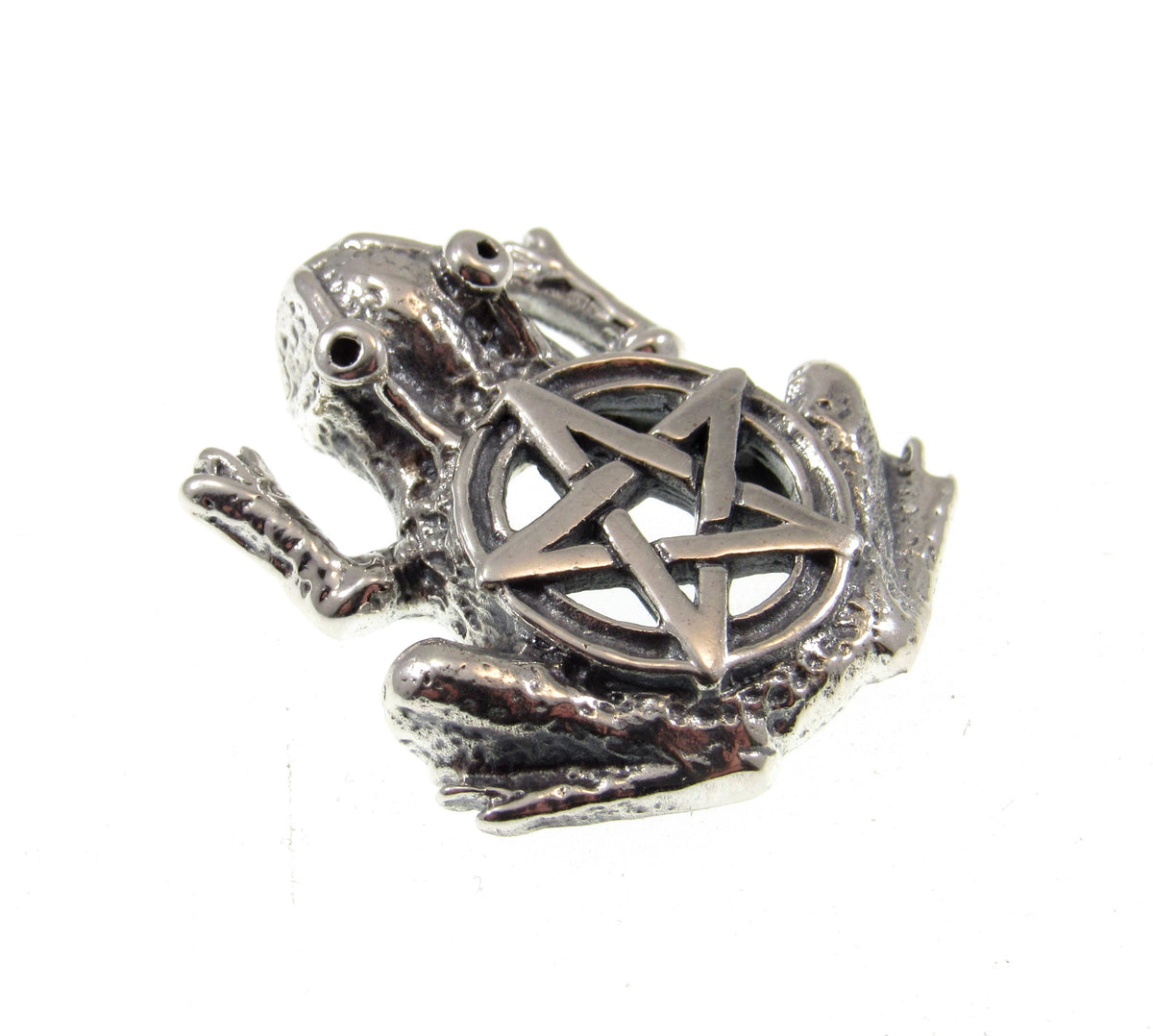 Solid 925 Sterling Silver Frog Pentacle Pendant Gothic Pagan Amulet, Occult Talisman