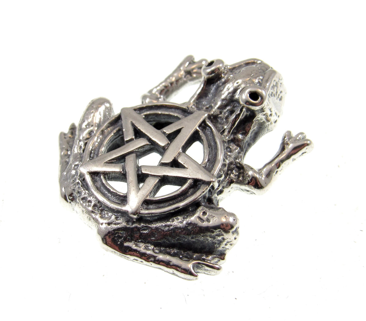 Solid 925 Sterling Silver Frog Pentacle Pendant Gothic Pagan Amulet, Occult Talisman
