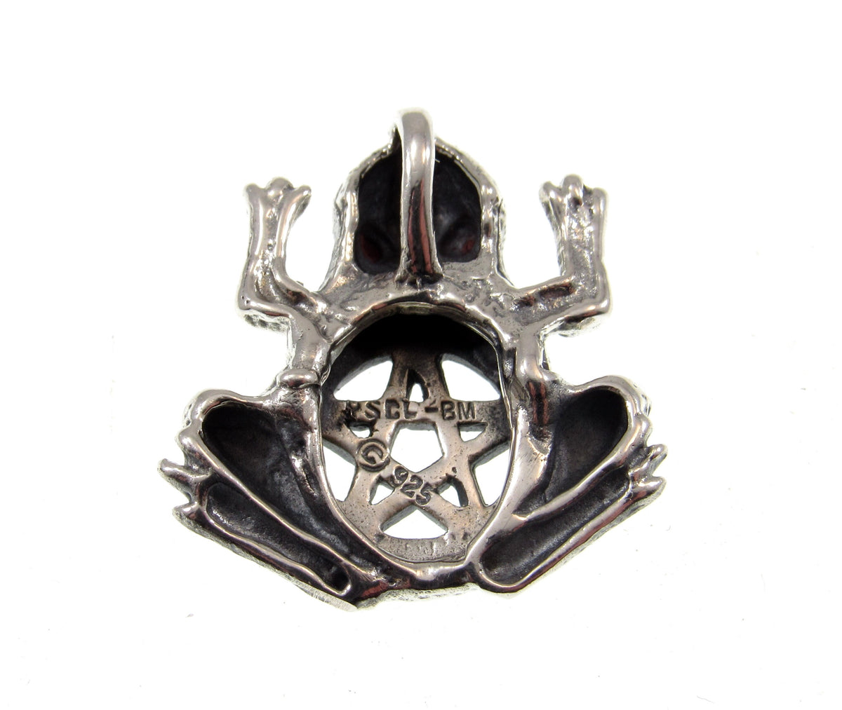 Solid 925 Sterling Silver Frog Pentacle Pendant Gothic Pagan Amulet, Occult Talisman