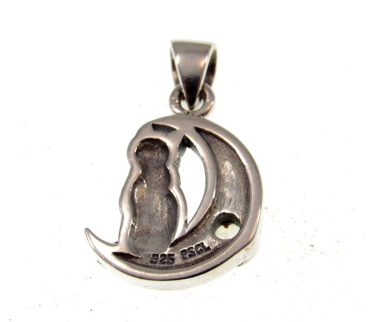 Solid 925 Sterling Silver Celtic Moon Cat Pendant – Witchy Crescent Moon Amethyst or Moonstone