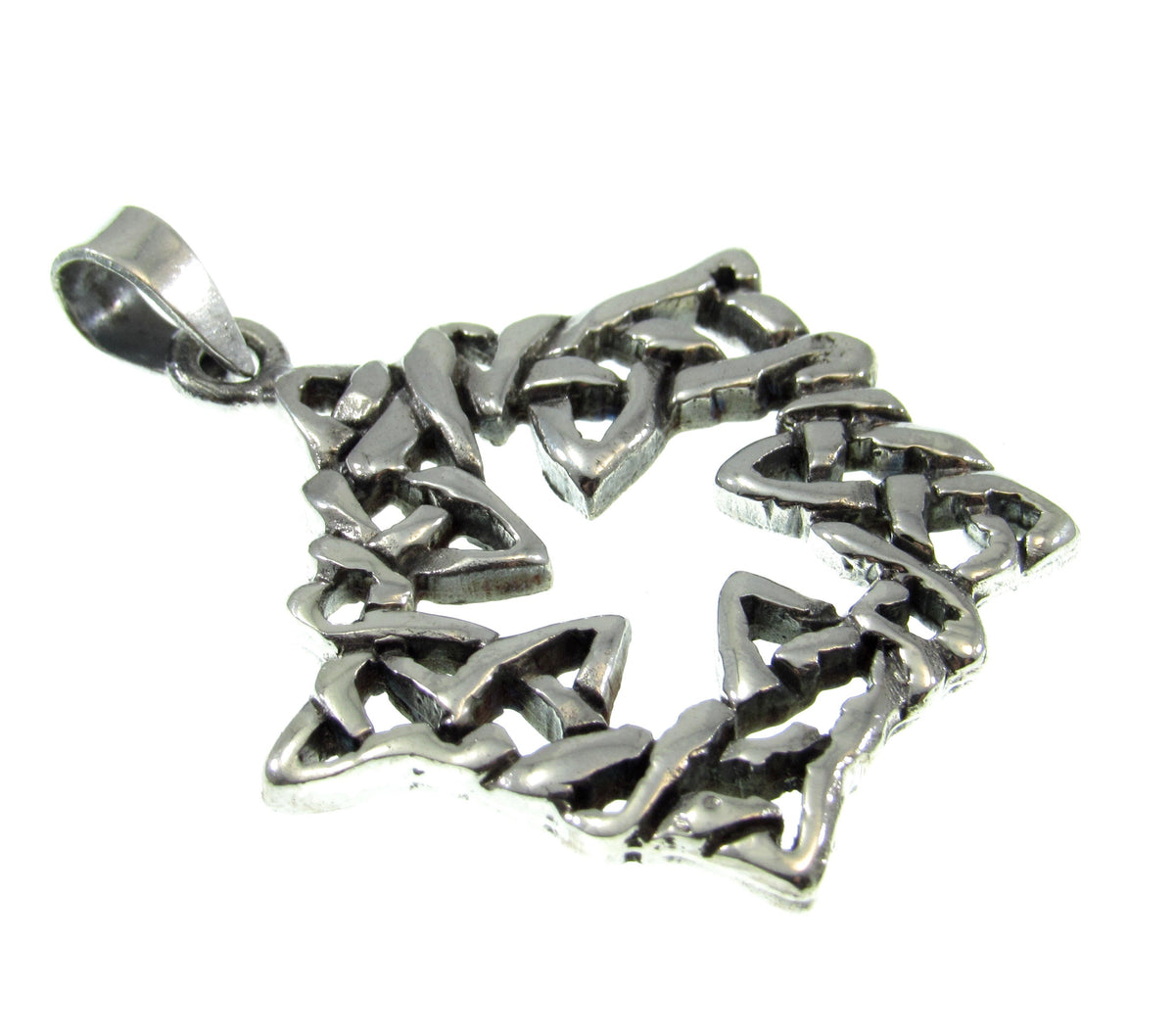 Solid 925 Sterling Silver Celtic Knot Five 5 Pointed Star Pendant, Handcrafted Celtic Pentagram, Irish Gaelic Jewelry