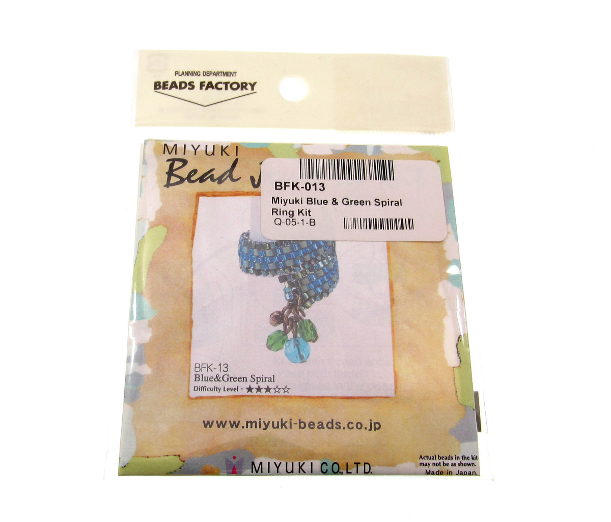 Miyuki Bead Jewelry Kit – Blue & Green Spiral Ring, Japanese DIY Beading Kit, Elegant Handmade Jewelry Craft Kit, Made in Japan - BFK-13