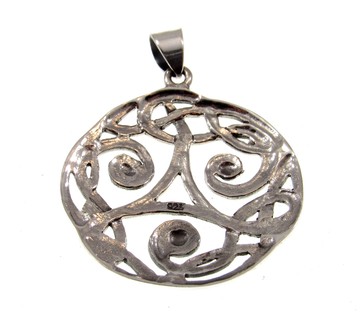Solid 925 Sterling Silver Triskelion Pendant, Handcrafted Triskele Triple Spiral Amulet, Celtic Knotwork Jewelry