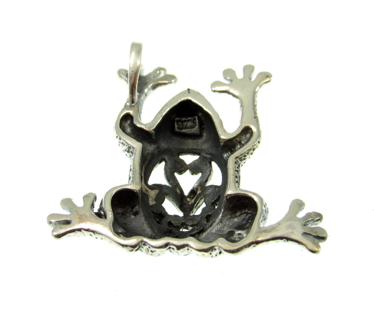 Solid 925 Sterling Silver Jumping Frog Slide Pendant, Handcrafted Amphibian Toad Jewelry