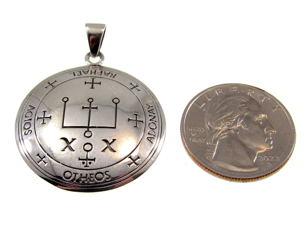 Sigil of the Archangel Raphael Seal of King Solomon Handcrafted Solid 925 Sterling Silver Pendant, Invoke the Spirit Talisman