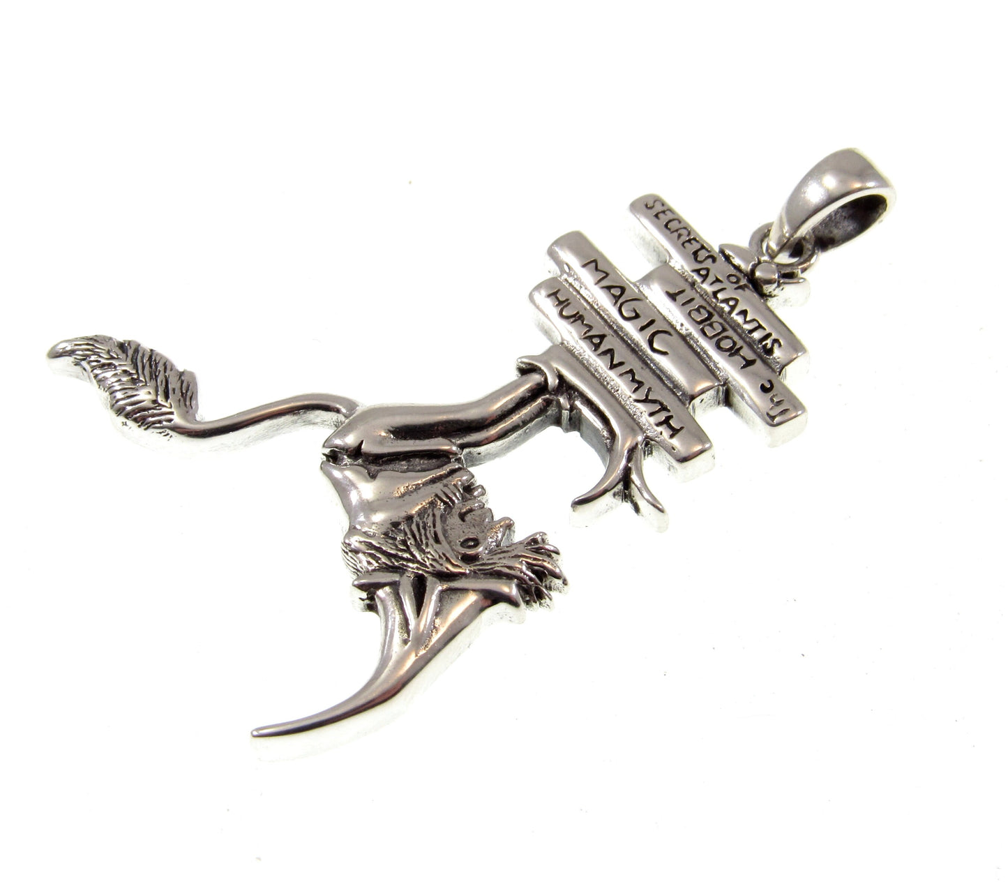 Solid 925 Sterling Silver Bookworm Goblin Pendant Designed by Renown Fantasy Artist Amy Brown