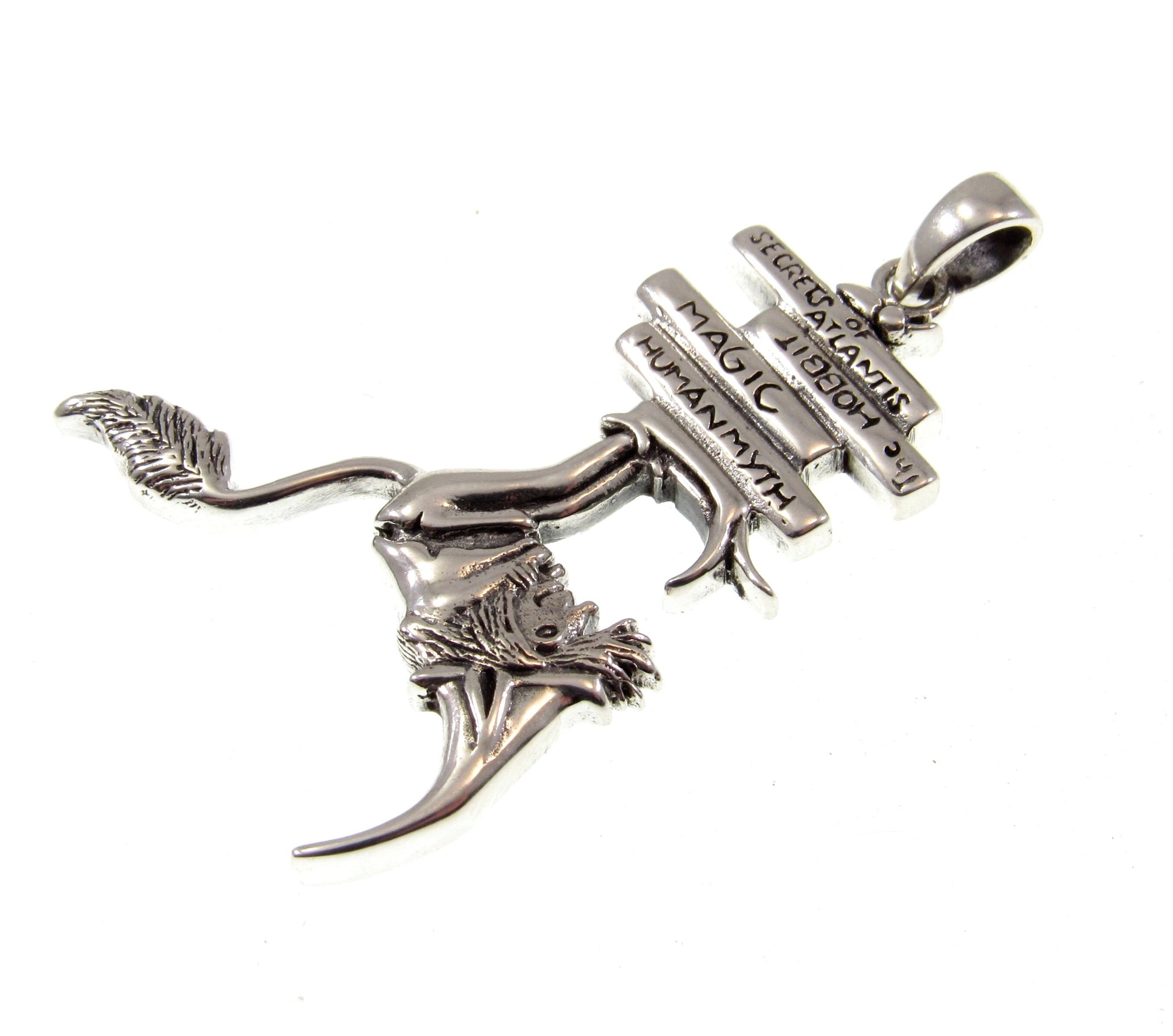 Solid 925 Sterling Silver Bookworm Goblin Pendant Designed by Renown Fantasy Artist Amy Brown