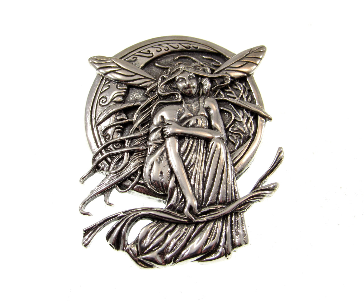 Solid 925 Sterling Silver Moon Fairy Pendant, Bella Luna Fantasy Jewelry by Jessica Galbreth