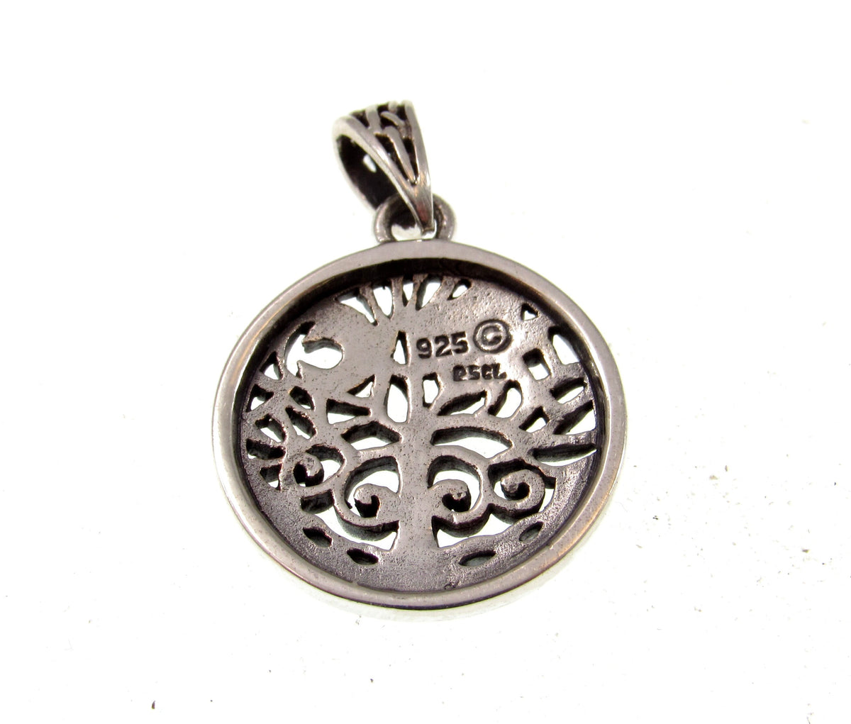 Solid 925 Sterling Silver Sun and Crescent Moon Tree of Life Charm, Handcrafted Magical Pagan Wiccan Pendant