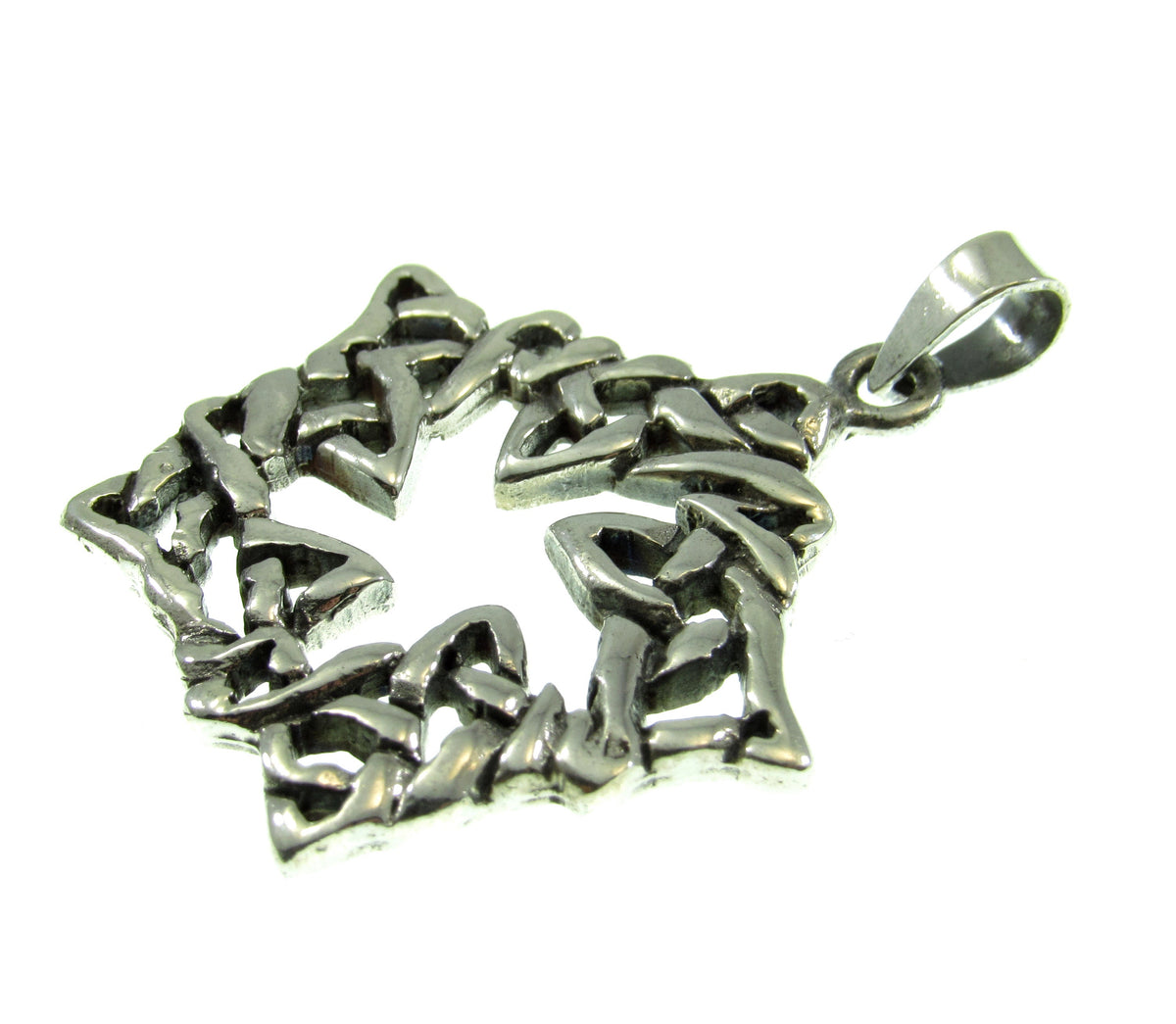 Solid 925 Sterling Silver Celtic Knot Five 5 Pointed Star Pendant, Handcrafted Celtic Pentagram, Irish Gaelic Jewelry