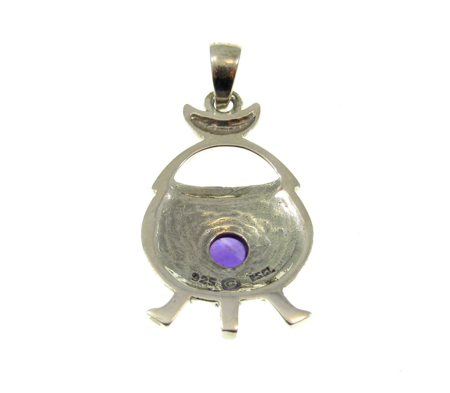 Solid 925 Sterling Silver Witch Cauldron Triple Moon Pendant, Choose Amethyst, Garnet, Moonstone, Topaz