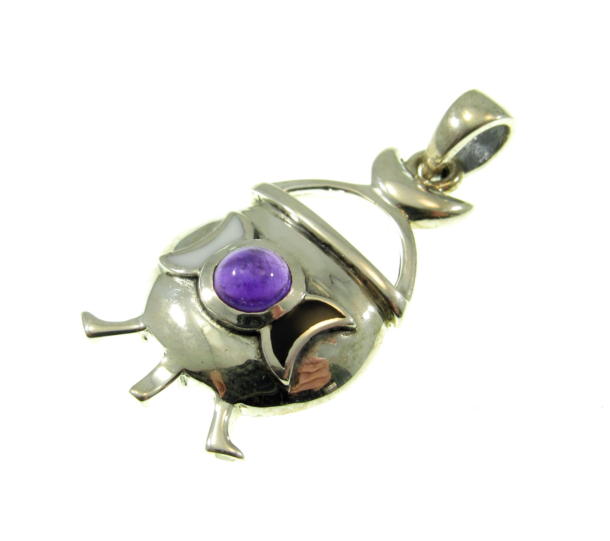 Solid 925 Sterling Silver Witch Cauldron Triple Moon Pendant, Choose Amethyst, Garnet, Moonstone, Topaz
