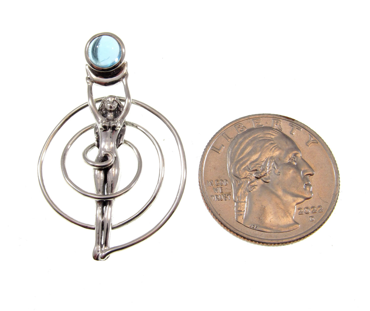 Solid 925 Sterling Silver Spiral Goddess Pendant – Fertility Goddess with Amethyst, Garnet, Moonstone, Topaz