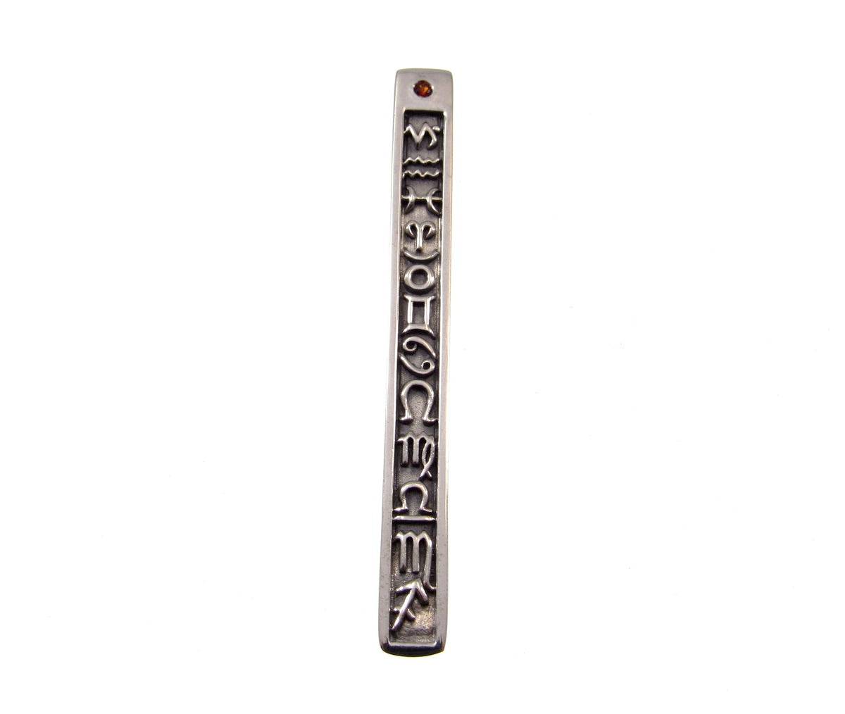 Solid 925 Sterling Silver 12 Zodiac Symbols Pendant – Astrology Horoscope Column Amethyst or Garnet