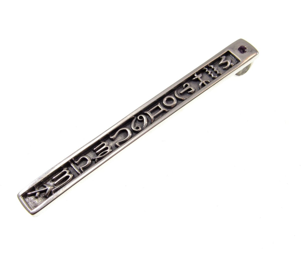 Solid 925 Sterling Silver 12 Zodiac Symbols Pendant – Astrology Horoscope Column Amethyst or Garnet