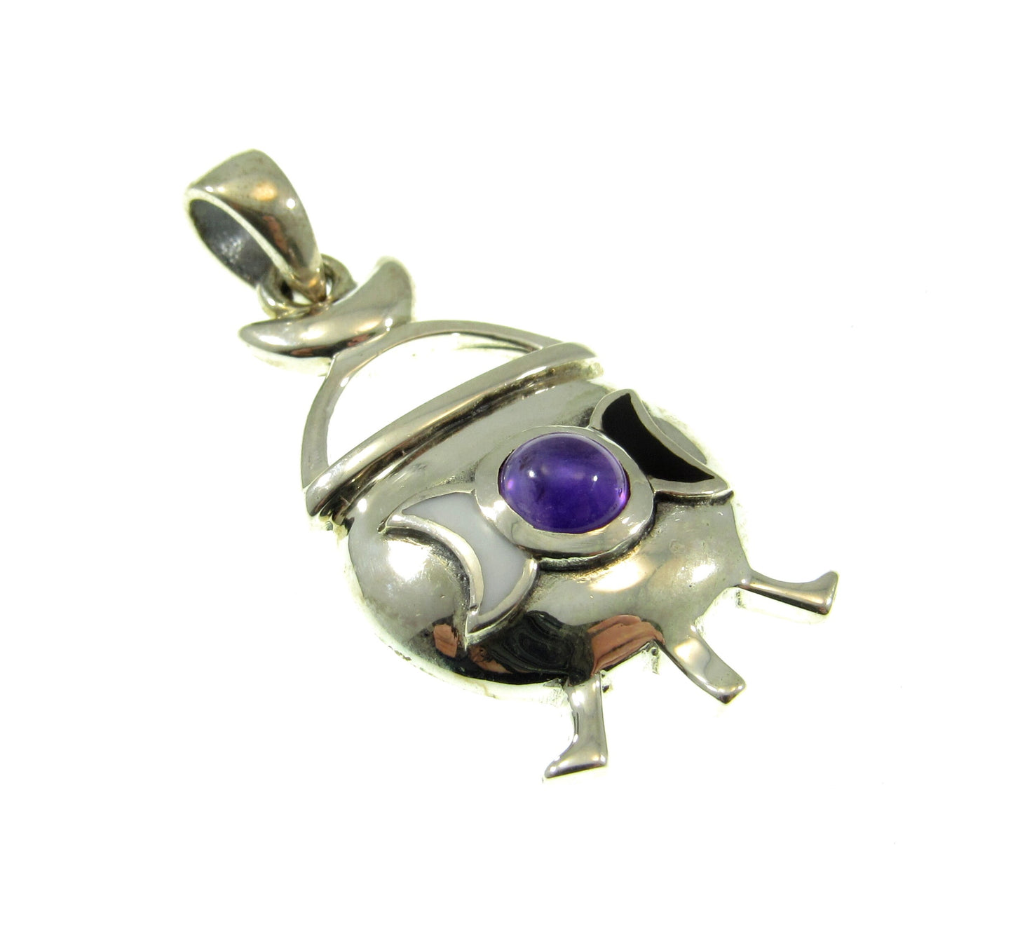 Solid 925 Sterling Silver Witch Cauldron Triple Moon Pendant, Choose Amethyst, Garnet, Moonstone, Topaz