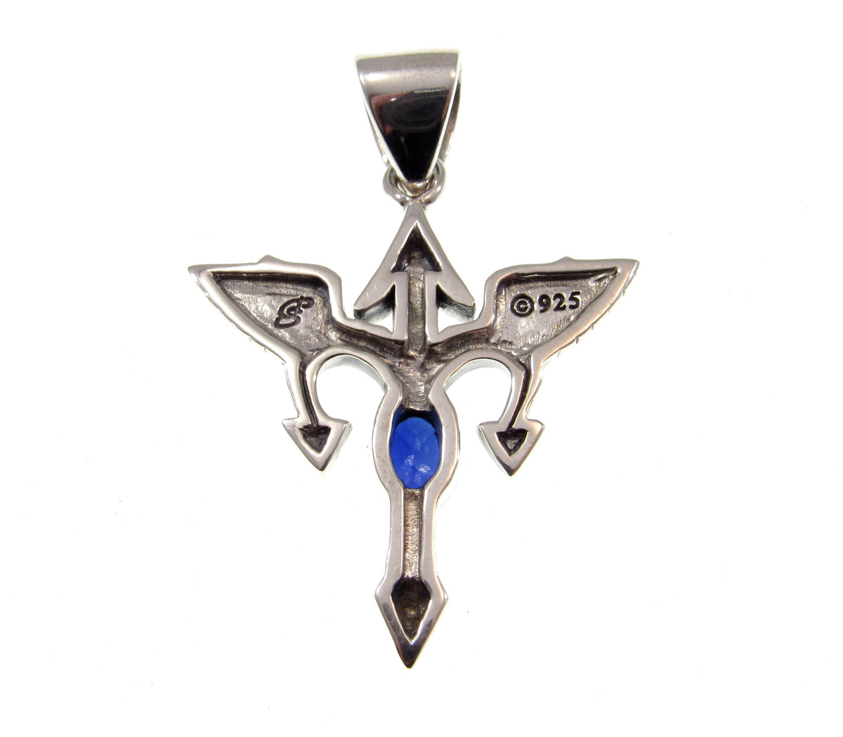 Solid 925 Sterling Silver Viking T-Rune Tyr God Pendant, Choose Faceted Gemstone: Purple Amethyst, Red Garnet, or Blue Sapphire